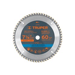 Mostrar detalles de DISCO SIERRA DE 7- 1/4" PARA MADERA DE 60 DIENTES CON CENTRO DE 5/8" TRUPER Imagen de DISCO SIERRA DE 7- 1/4" PARA MADERA DE 60 DIENTES CON CENTRO DE 5/8" TRUPER