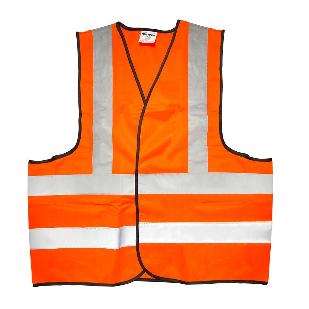 Imagen de CHALECO DE SEGURIDAD TELA NARANJA CON CINTAS REFLEJANTES