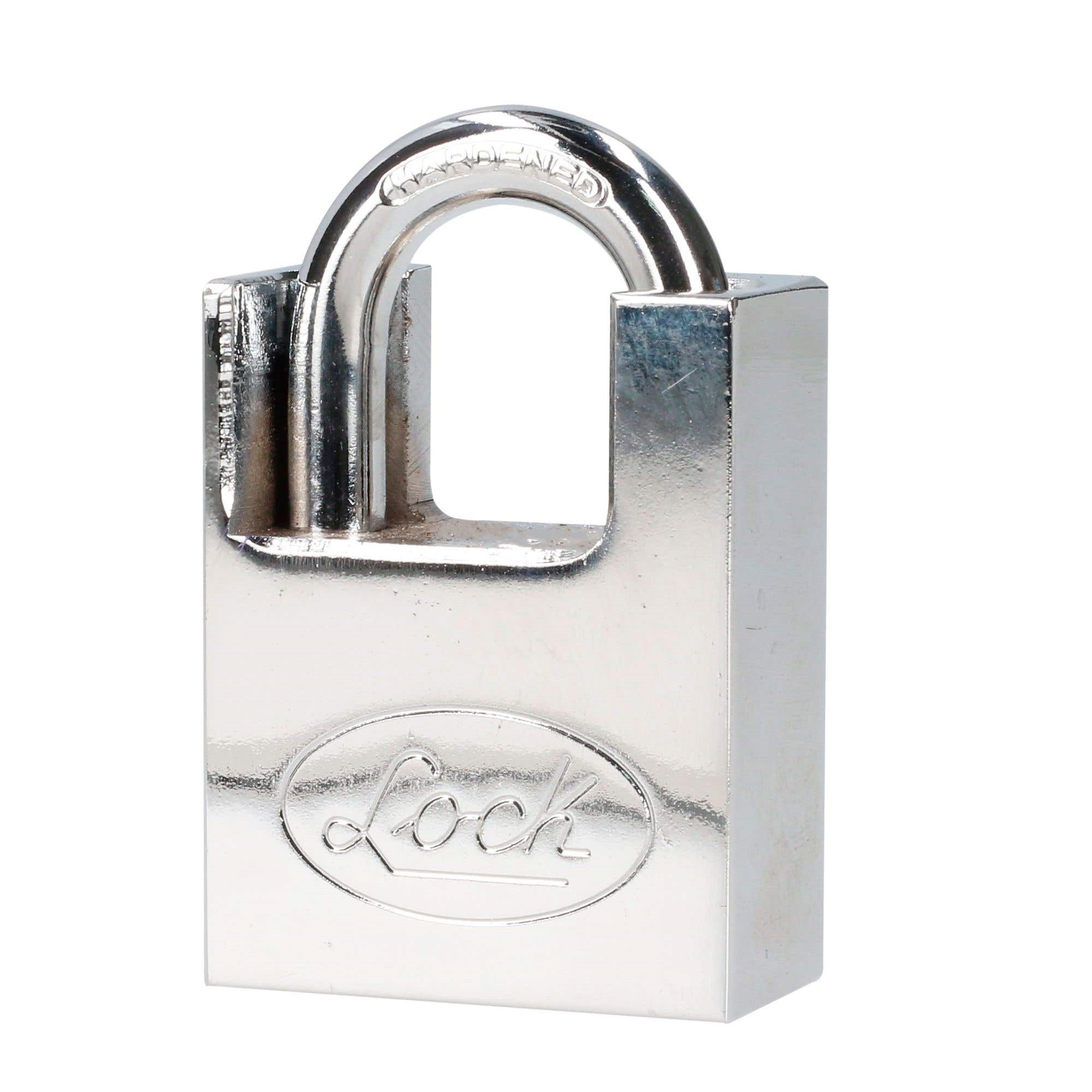 Imagen de CANDADO DE ACERO ANTIPALANCA, LLAVE DE DISCOS 40MM CROMO SAT
