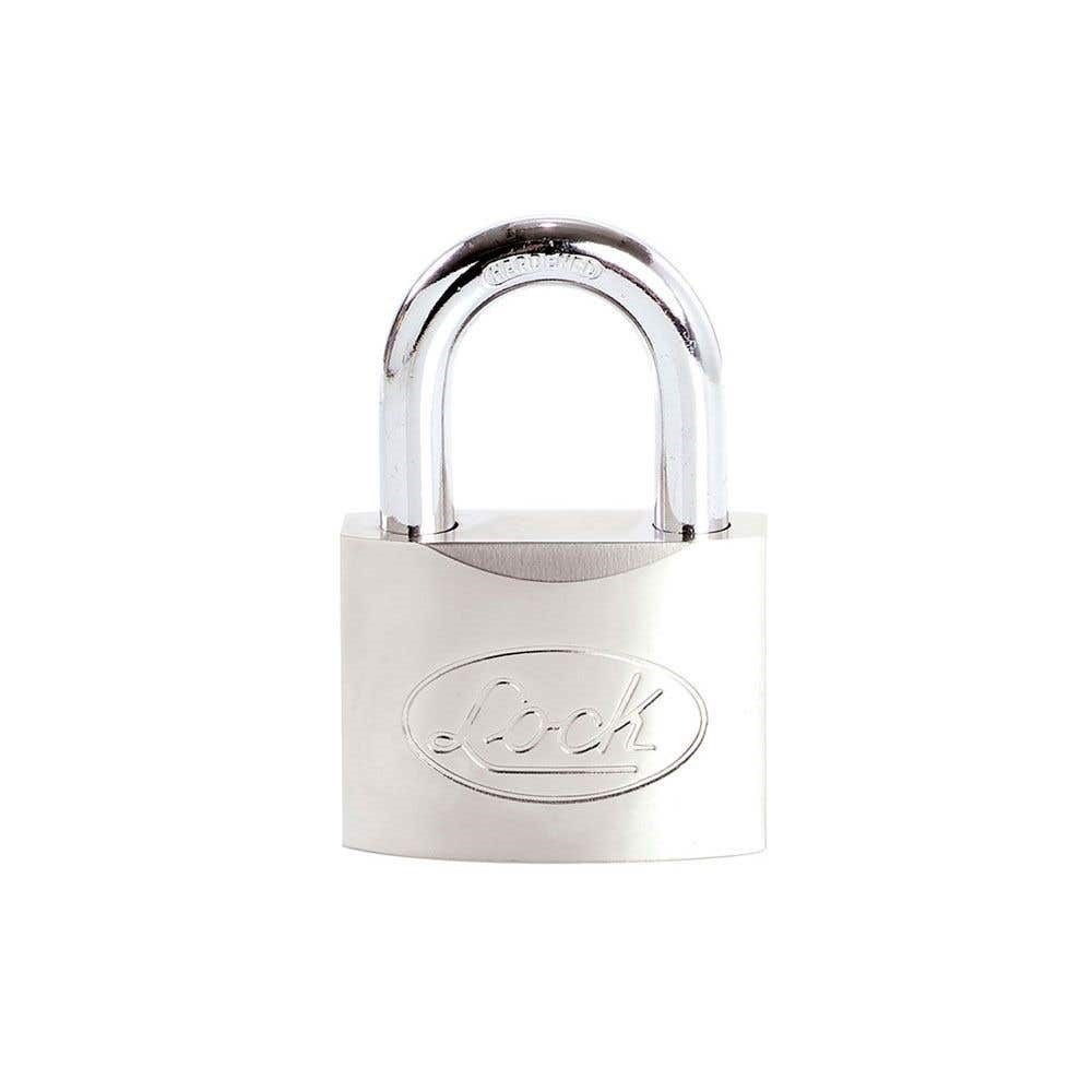 Imagen de CANDADO DE ACERO CORTO LLAVE DE DISCOS 40MM CROMO SATINADO