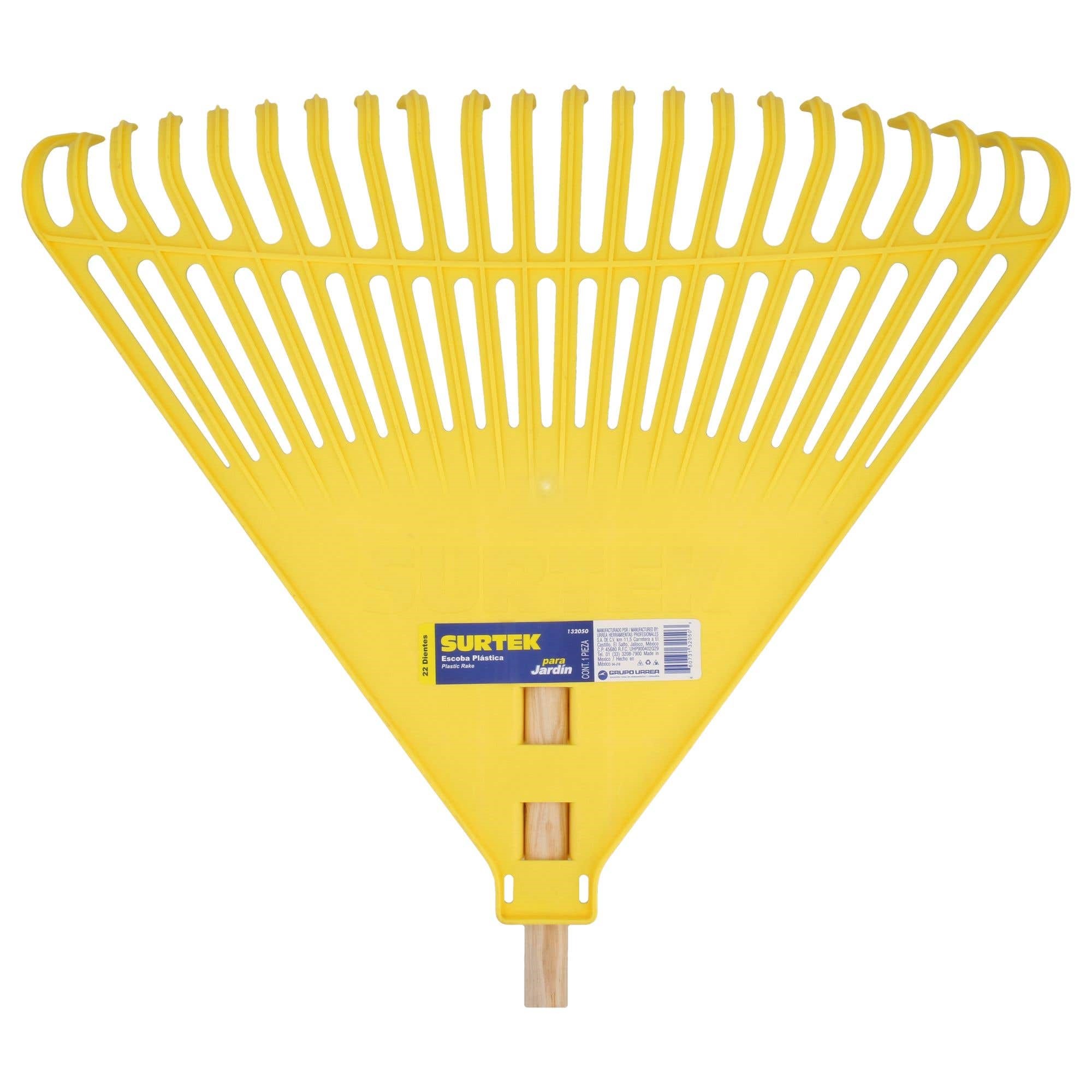 Imagen de ESCOBA PLASTICA COLOR AMARILLO PARA JARDIN 22 DIENTES