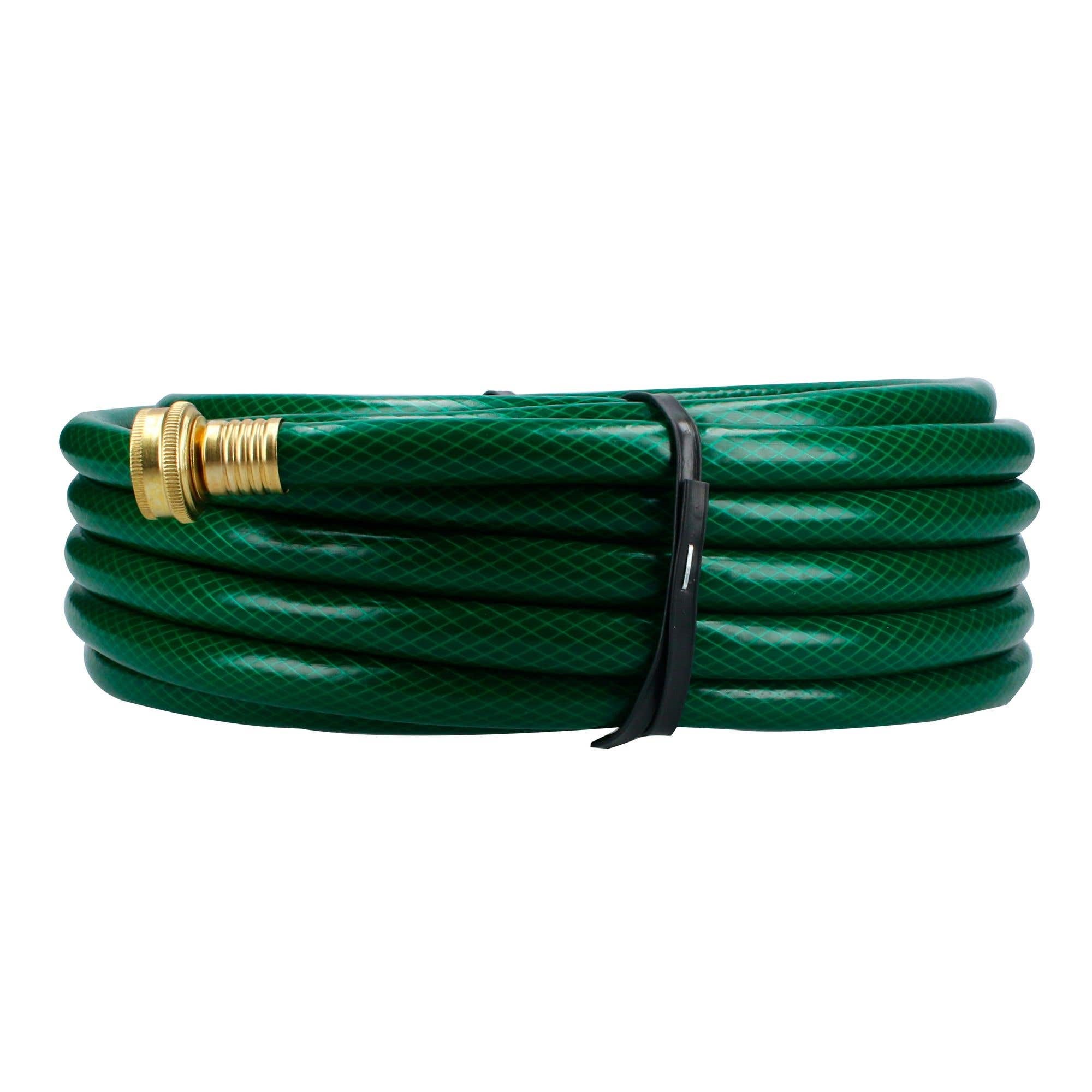 Imagen de MANGUERA TRAMADA VERDE 1/2" ARMADA CON CONECTOR METALICO 15M