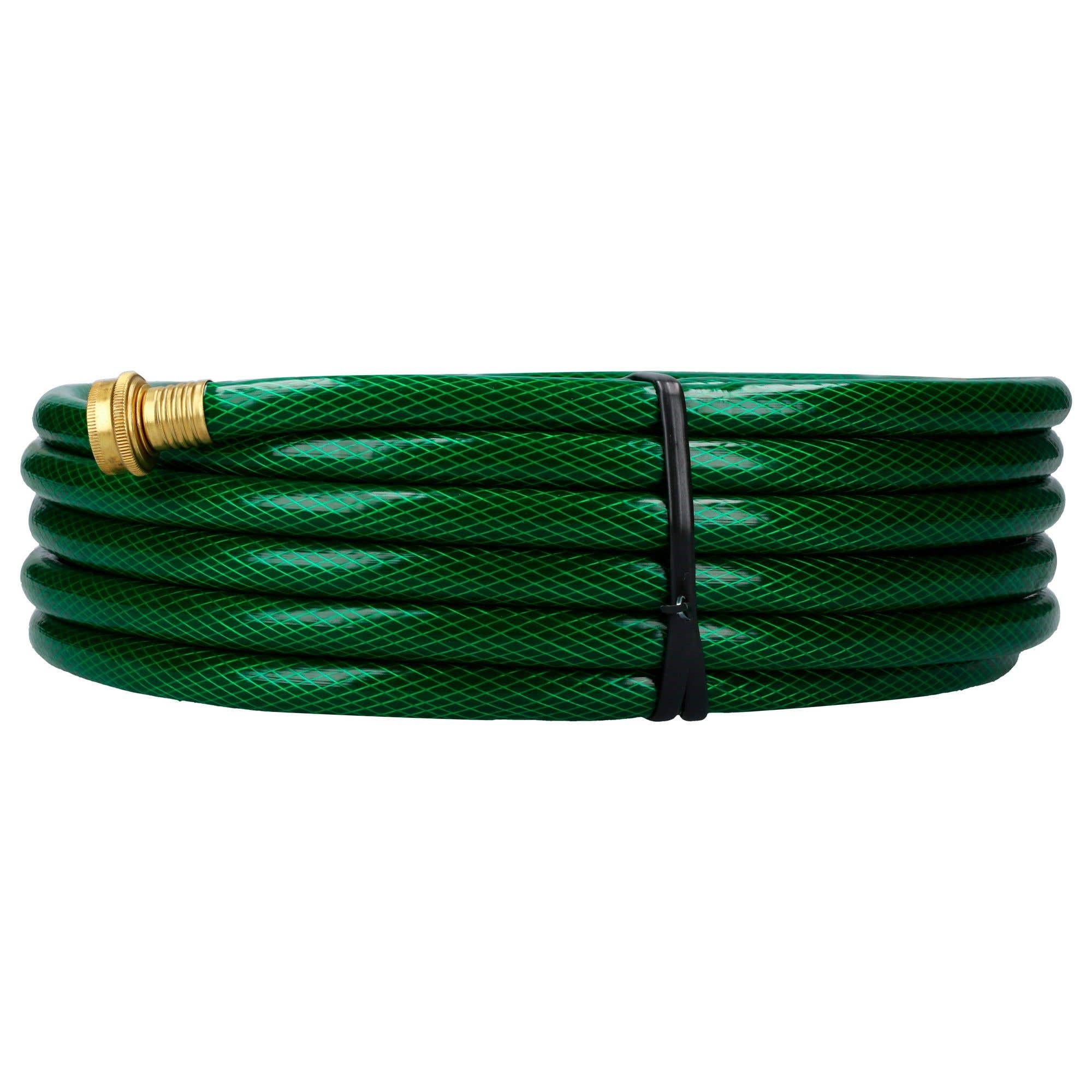 Imagen de MANGUERA TRAMADA VERDE 1/2" ARMADA CON CONECTOR METALICO 25M