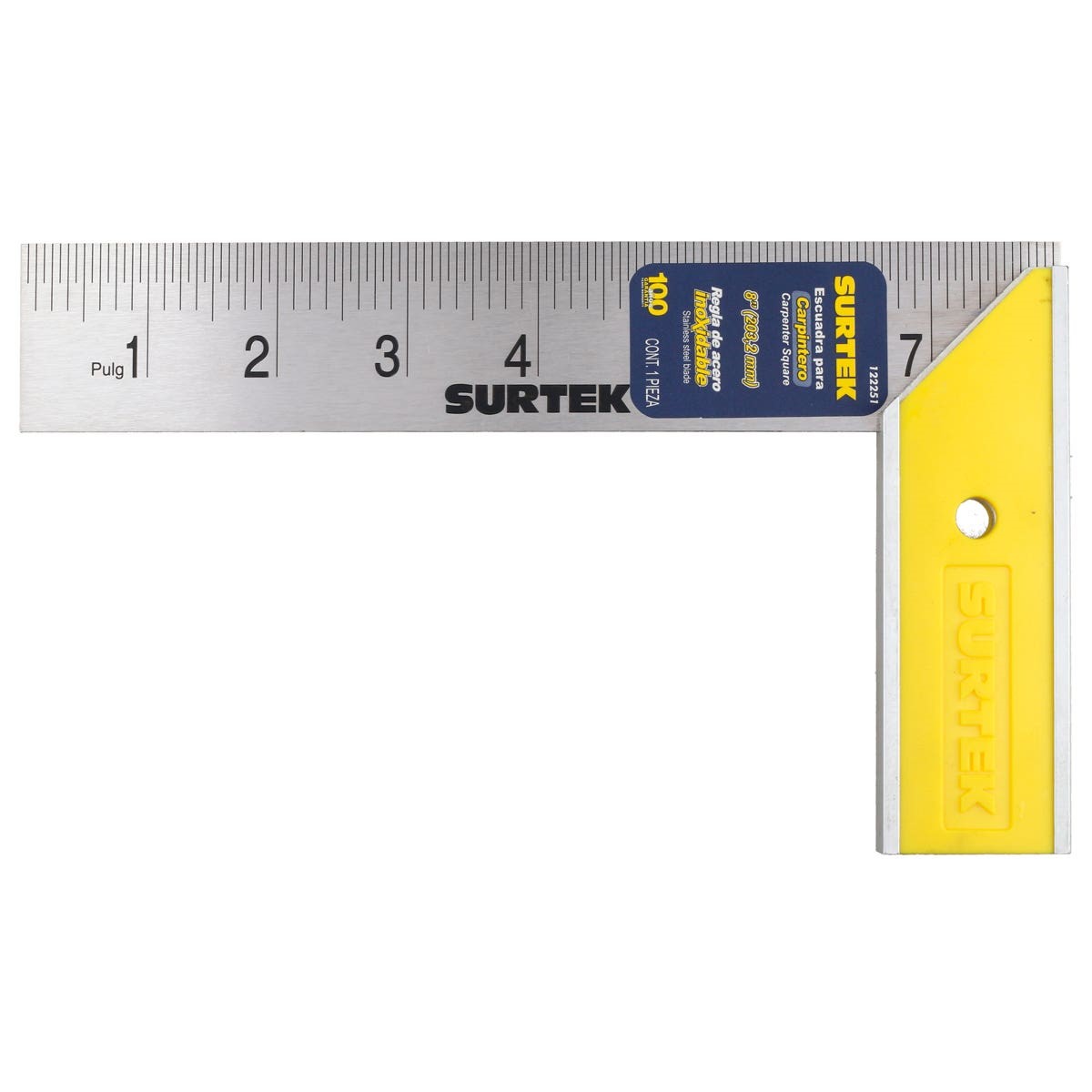 Imagen de ESCUADRA DE CARPINTERO CON MANGO DE PLASTICO 8" SURTEK