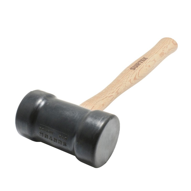 Imagen de MAZO CON CABEZA DE HULE NEGRO CON MANGO DE MADERA DE 14" DE 16 OZ SURTEK