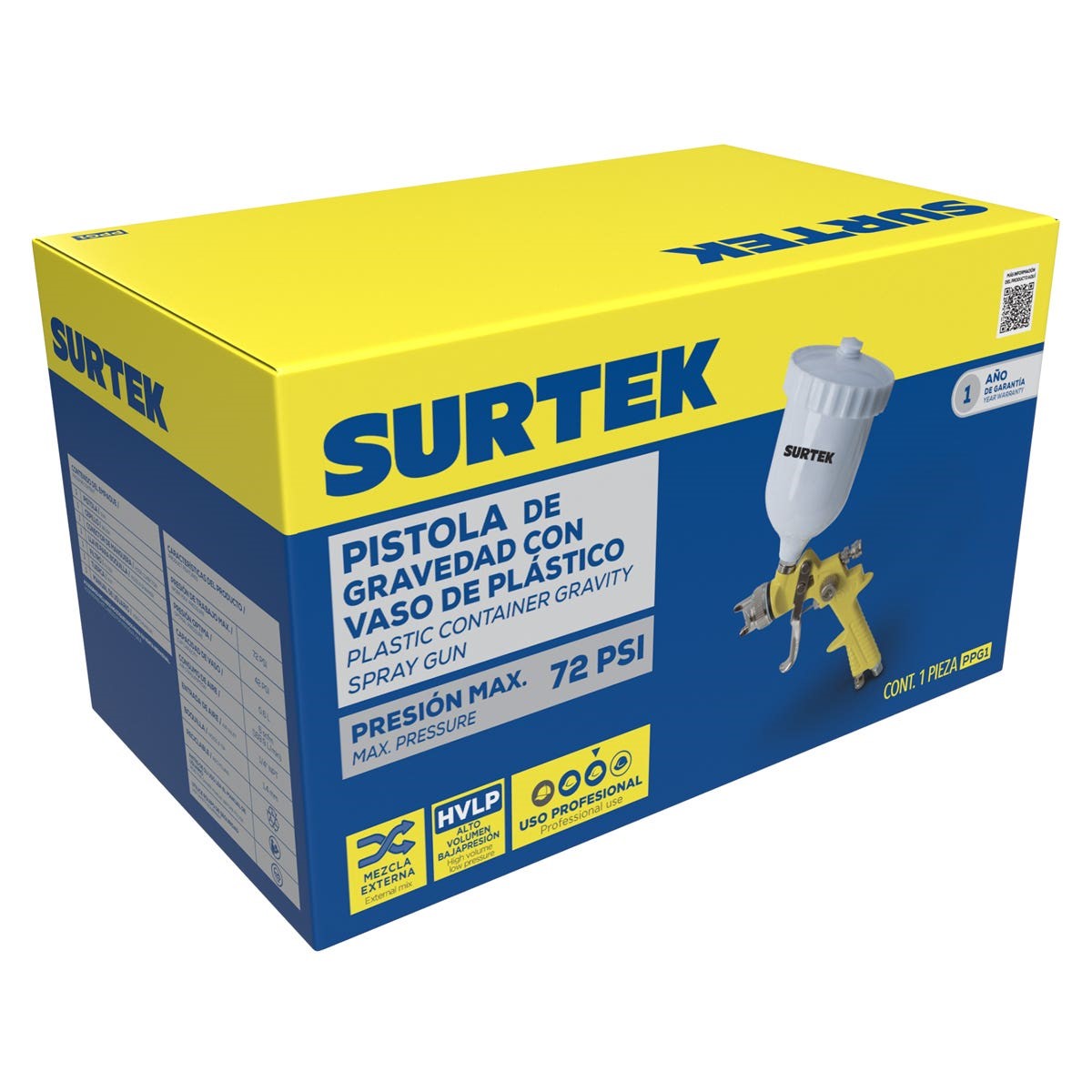 Imagen de PISTOLA PARA PINTAR DE GRAVEDAD VASO DE PLASTICO 600 ML 72 PSI SURTEK