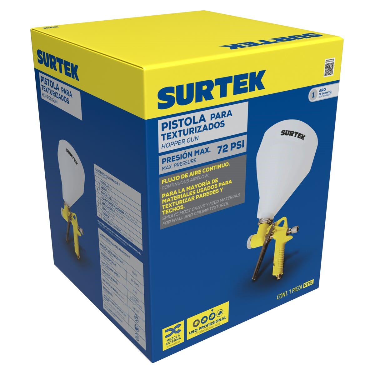 Imagen de PISTOLA PARA TEXTURIZADO 5L 72 PSI SURTEK