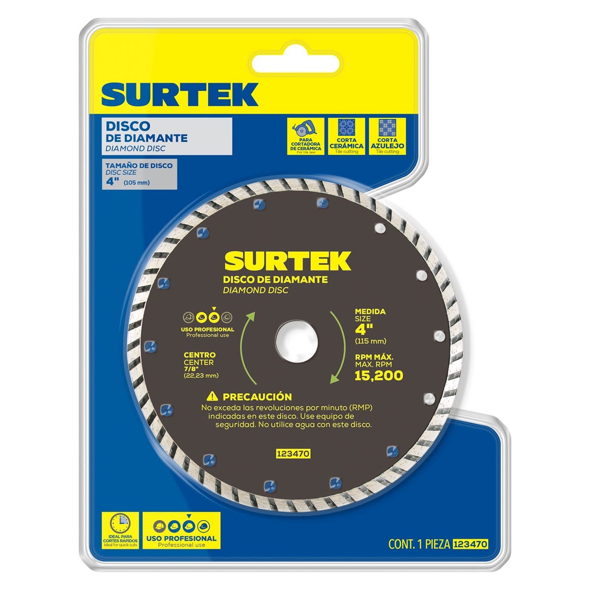 Imagen de DISCO DIAMANTE 4" CORTE TURBO SURTEK