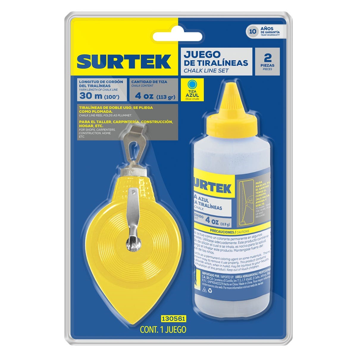 Imagen de JUEGO DE TIRALINEAS METALICO CON TIZA 4 OZ SURTEK