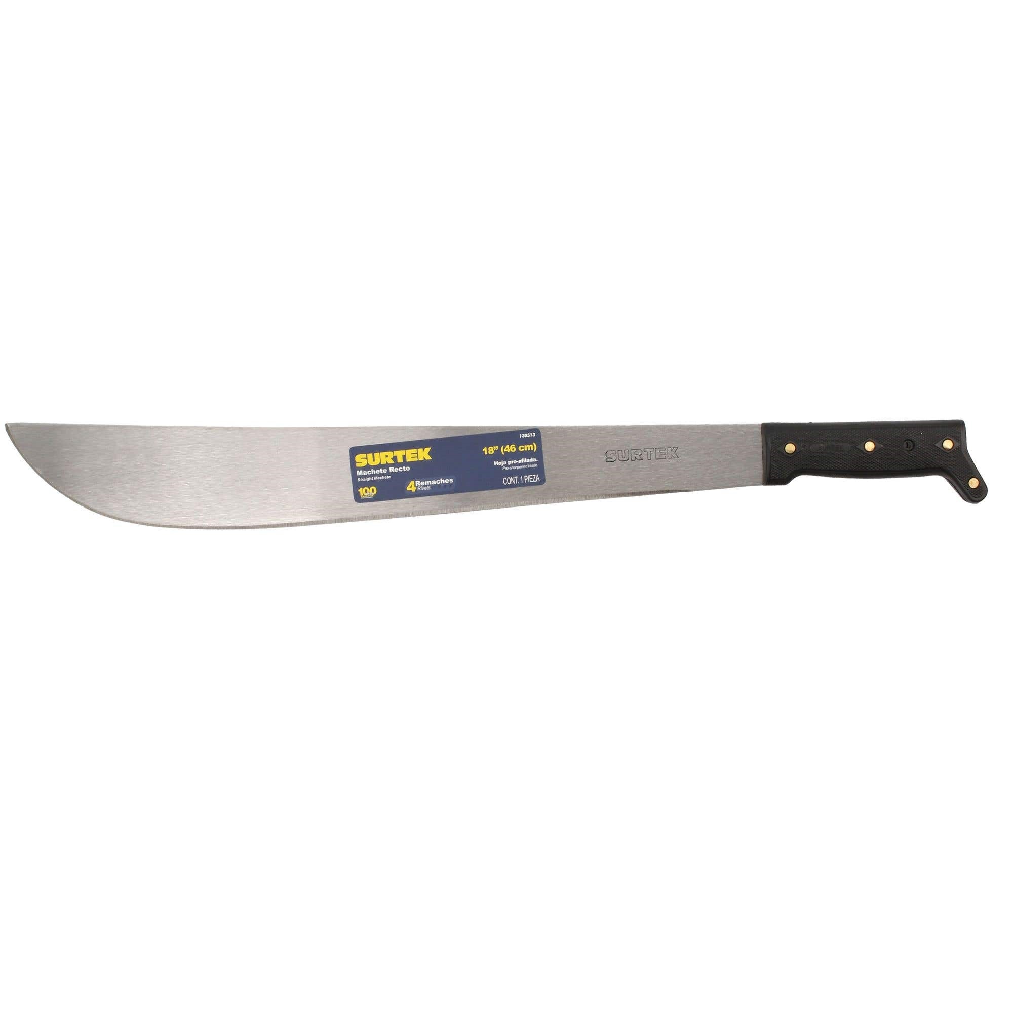 Imagen de MACHETE TROQUELADO NEGRO RECTO 18" SURTEK