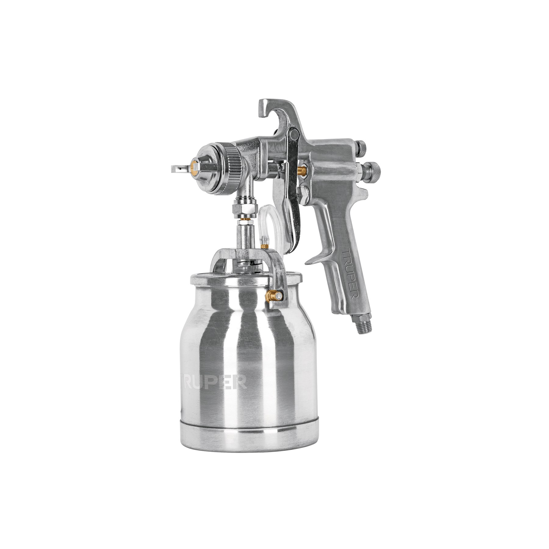 Imagen de PISTOLA PARA PINTAR CON SUCCION DE ALTO VOLUMEN DE AIRE Y BAJA PRESION CON VASO ALUMINIO DE 1.8 MM Y 2 VALVULAS TRUPER