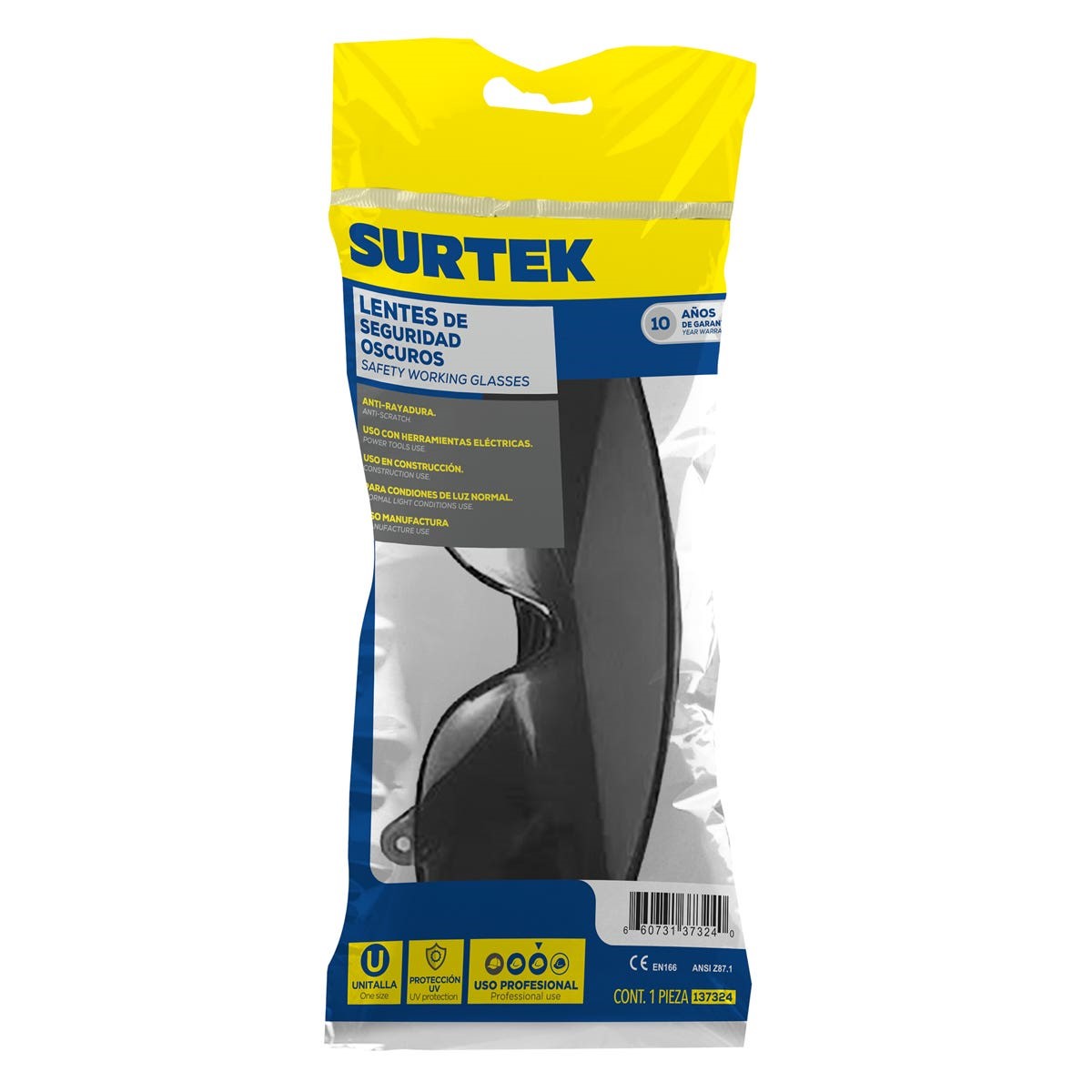 Imagen de LENTES SEGURIDAD SURTEK NEGRO