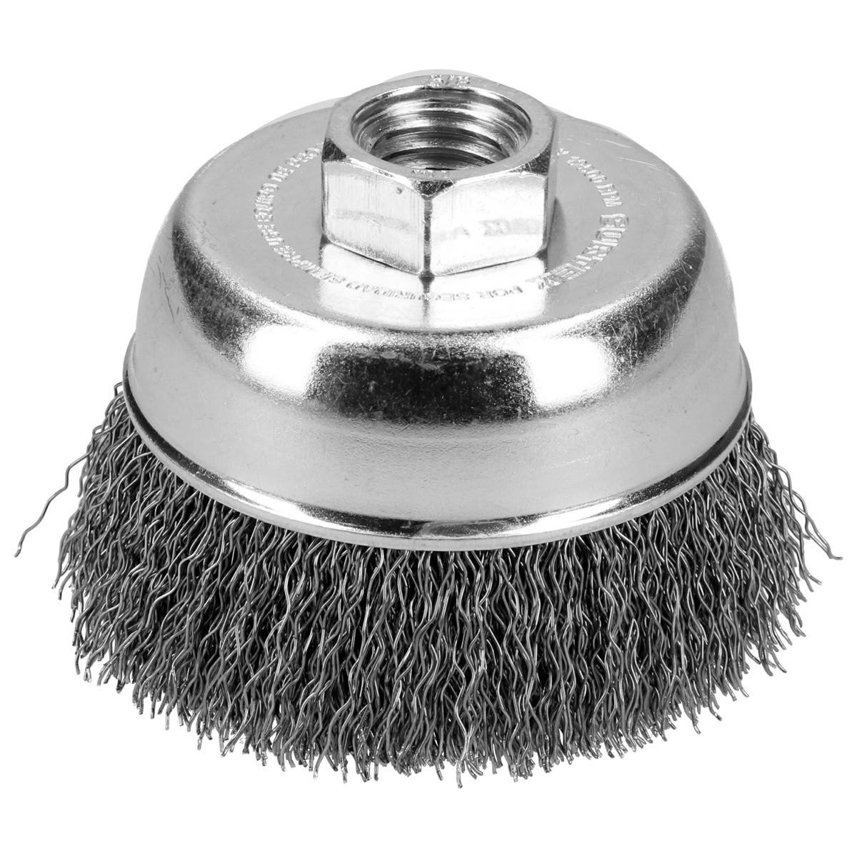 Imagen de CARDA DE COPA ONDULADA ALAMBRE DELGADO 3" X 0.35 MM CON ROSCA DE 5/8" SURTEK