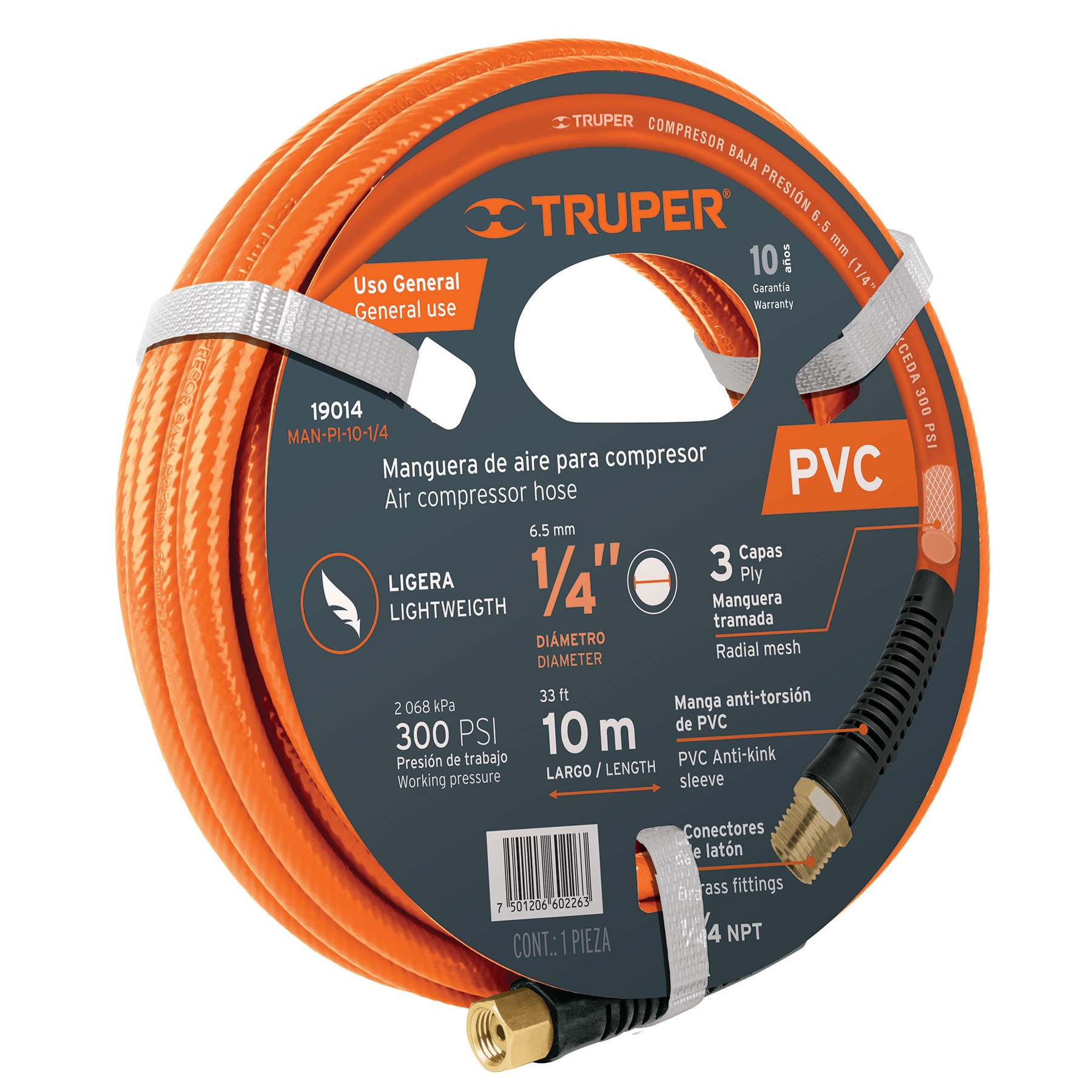 Imagen de MANGUERA PARA COMPRESOR DE PVC DE 10 MTS X 1/4" TRUPER