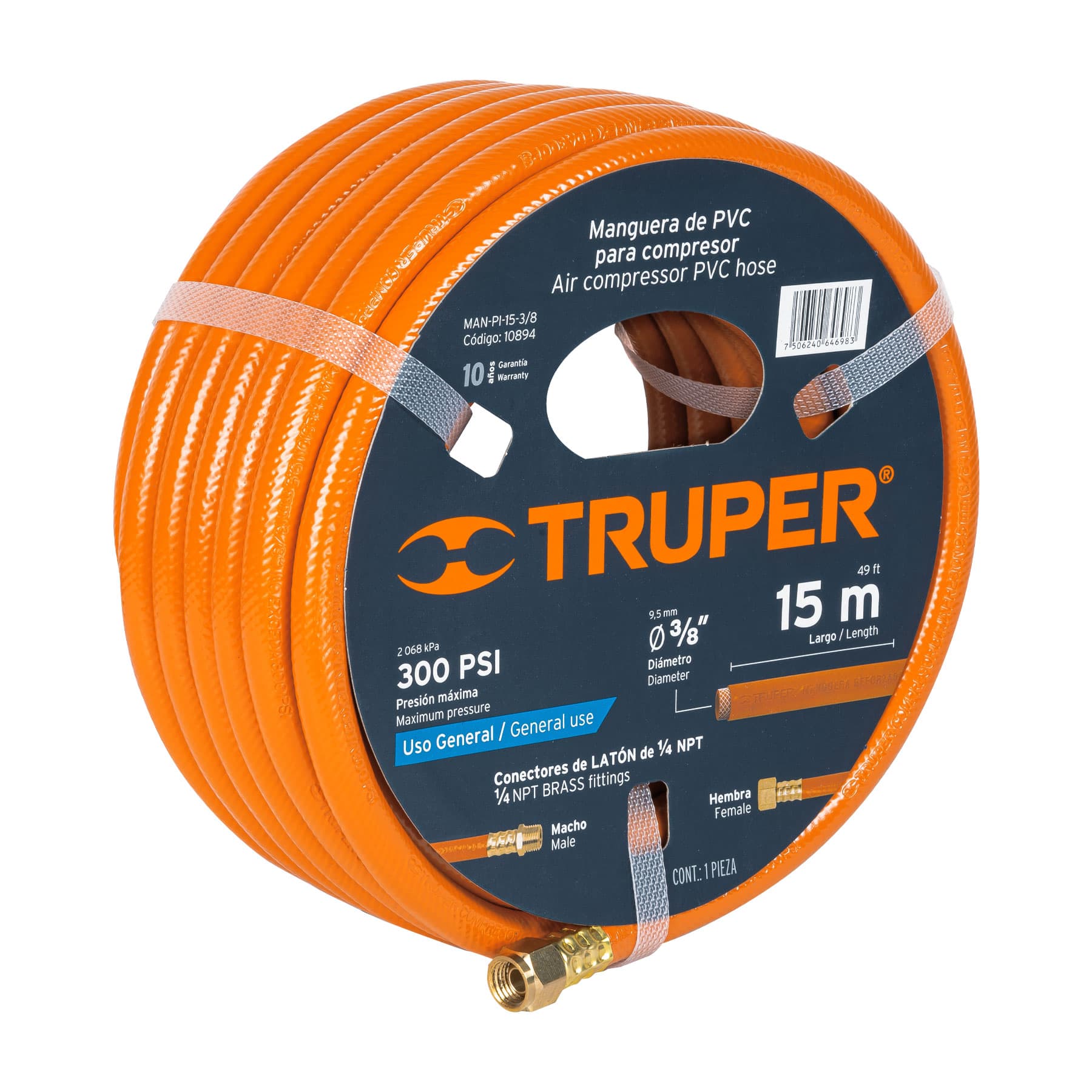 Imagen de MANGUERA PARA COMPRESOR DE PVC DE 15 MTS X 3/8" TRUPER