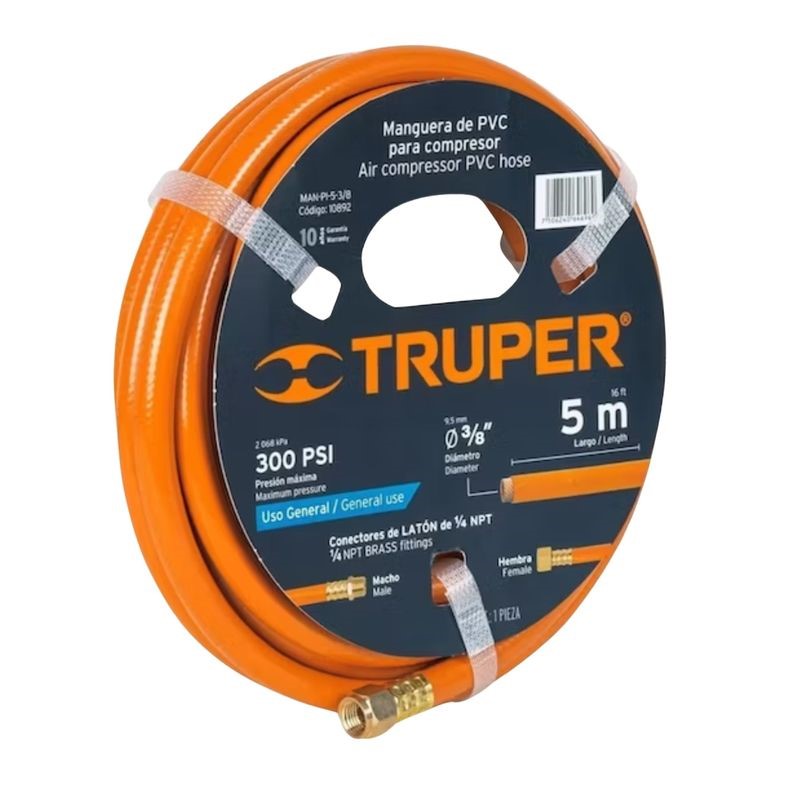 Imagen de MANGUERA PARA COMPRESOR DE PVC DE 5 MTS X 3/8" TRUPER