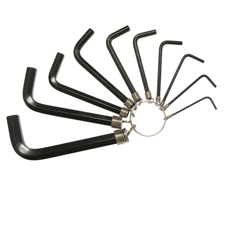 Imagen de JUEGO DE 10 LLAVES HEXAGONALES TIPO "L" EN PULGADAS EN ARGOLLA FOY