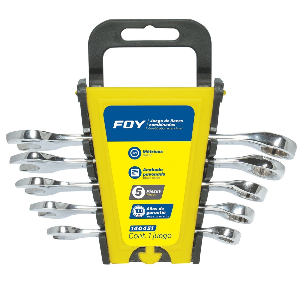 Imagen de JUEGO DE 5 LLAVE COMBINADAS PULIDO ESPEJO 12 PUNTAS METRICAS FOY