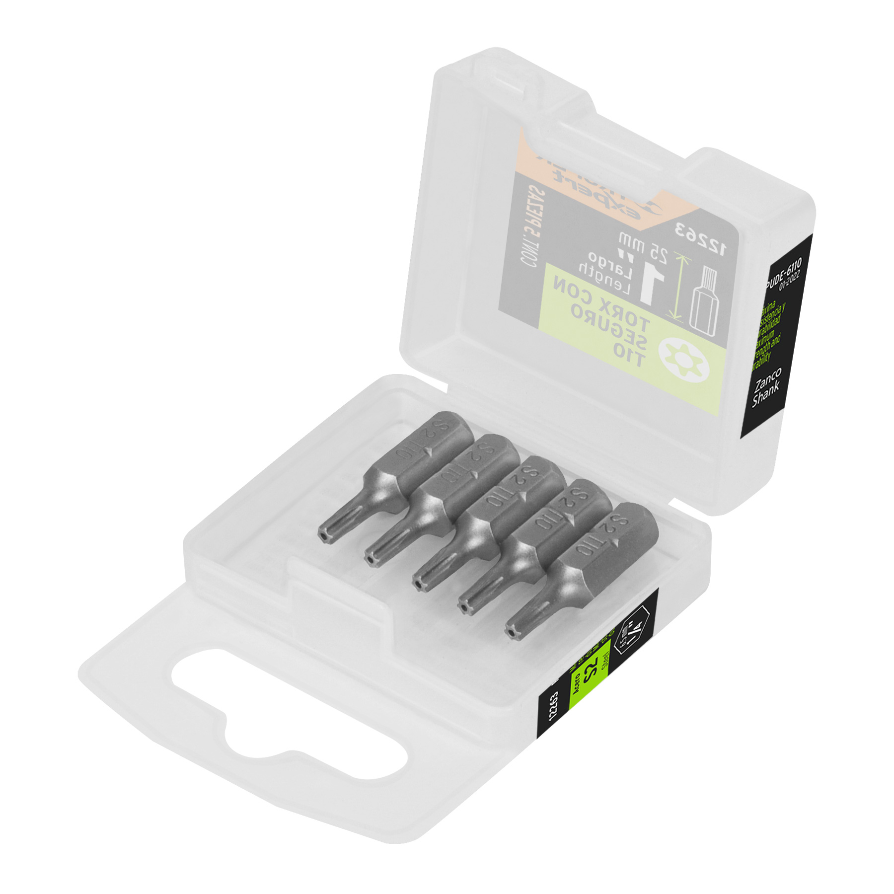 Imagen de ESTUCHE CON 5 PUNTAS TORX MODELO T10 CON SEGURO EN LARGO DE 1"  EXPERT TRUPER