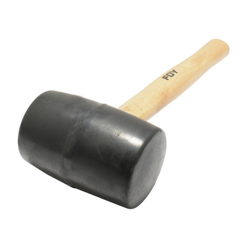 Imagen de MAZO CON CABEZA DE HULE NEGRO CON MANGO DE MADERA DE 13" 24 OZ FOY