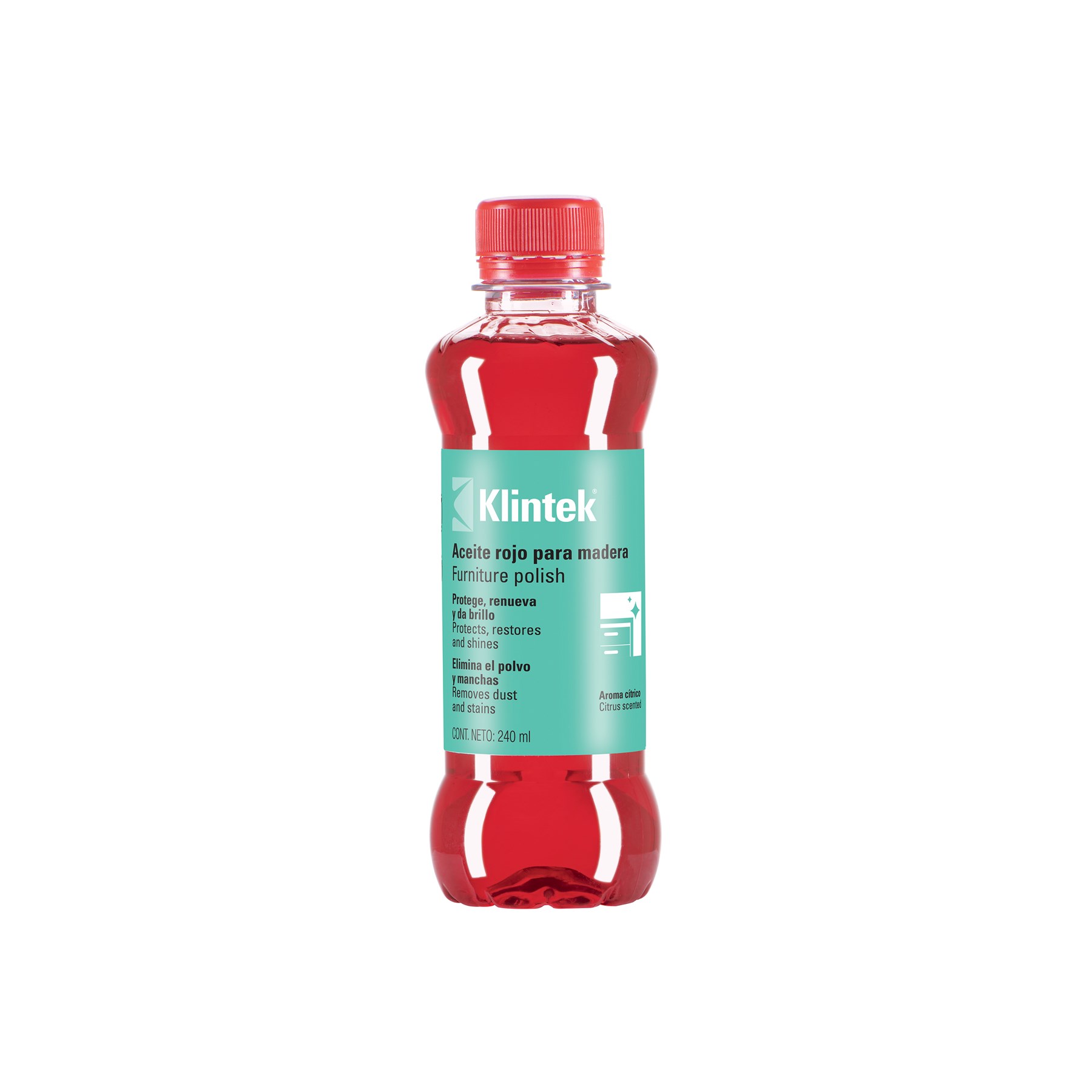 Imagen de ACEITE ROJO PARA MUEBLES DE 240 MILILITROS KLINTEK