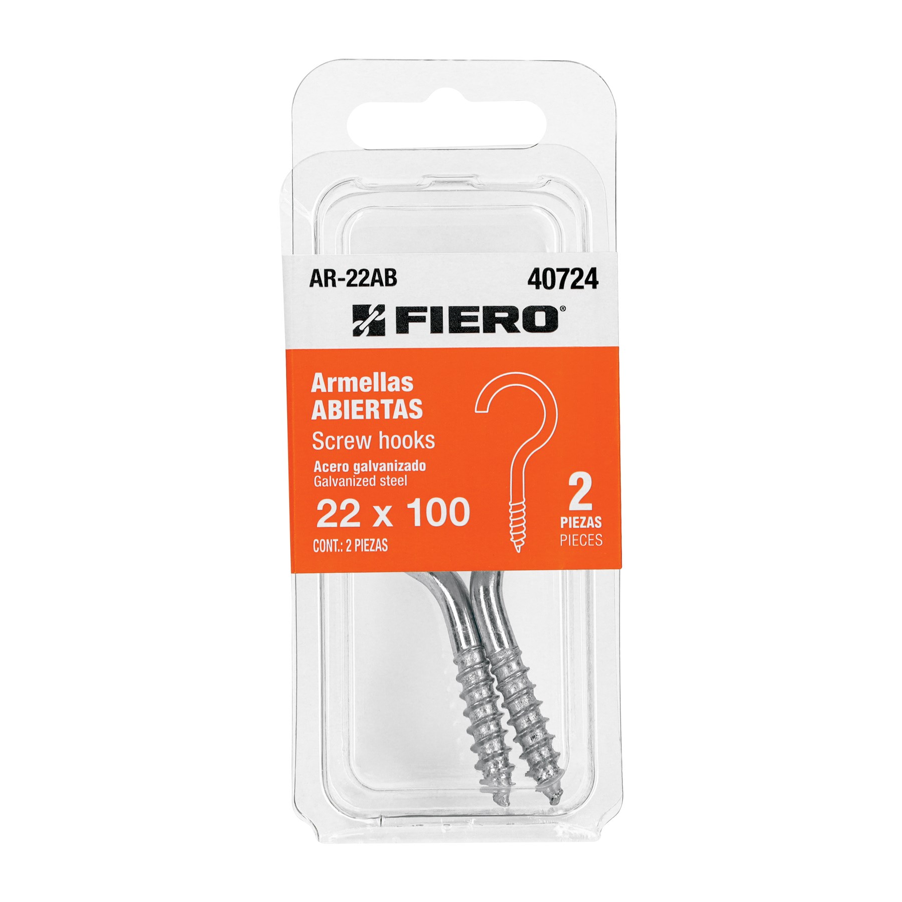 Imagen de BLISTER CON 2 ARMELLAS ABIERTAS DE 22 X 100 MM FIERO