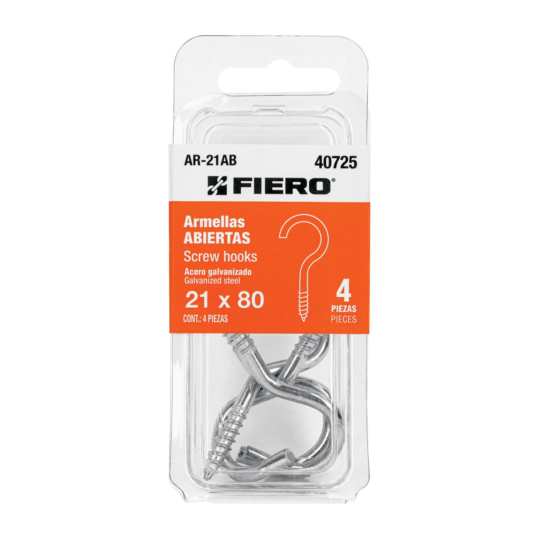 Imagen de BLISTER CON 4 ARMELLAS ABIERTAS DE 21 X 80 MM FIERO