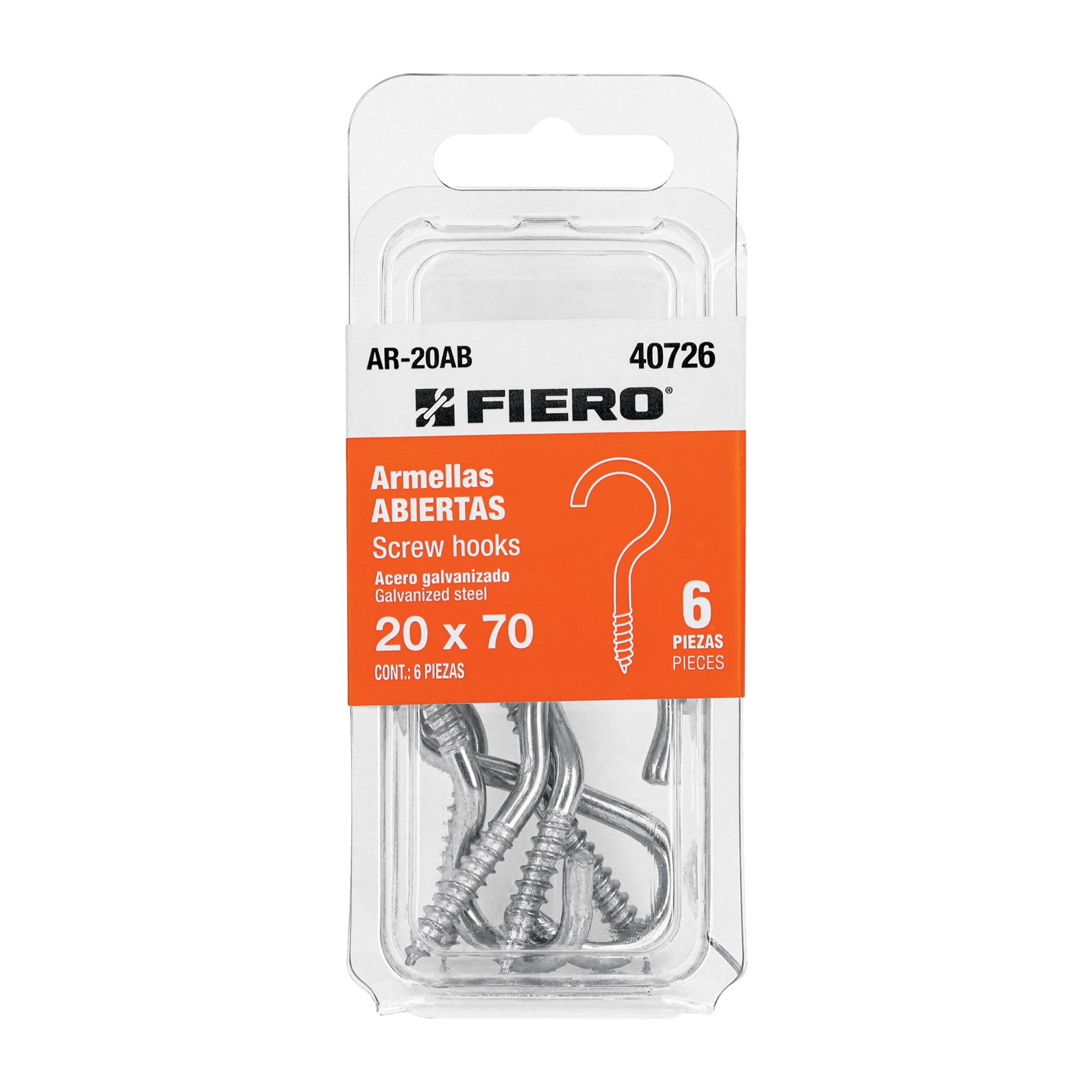 Imagen de BLISTER CON 6 ARMELLAS ABIERTAS DE 20 X 70 MM FIERO