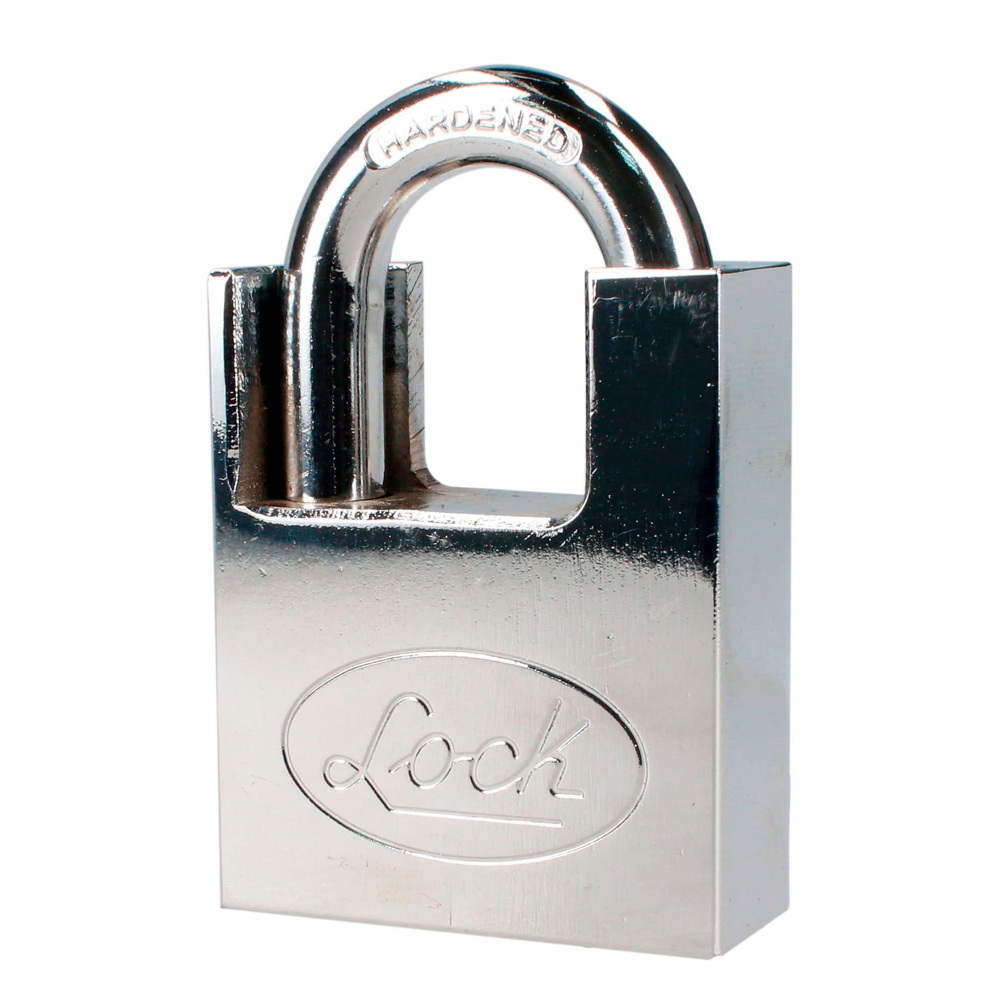 Imagen de CANDADO ANTIPALANCA DOBLE CERROJO LLAVE DE DISCO 50 MM CROMO SATINADO LOCK