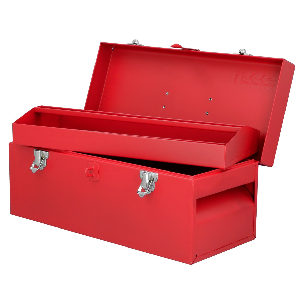 Imagen de CAJA PORTA HERRAMIENTAS METALICA CON ASA PLASTICA COLOR ROJO 17" X 7" X 7" URREA