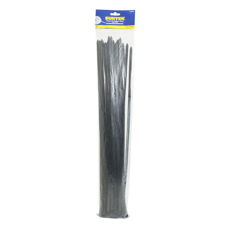 Imagen de CINCHO PLASTICO 300 X 4.6 MM TENSION 22 KG DE 50 PIEZAS COLOR NEGRO SURTEK