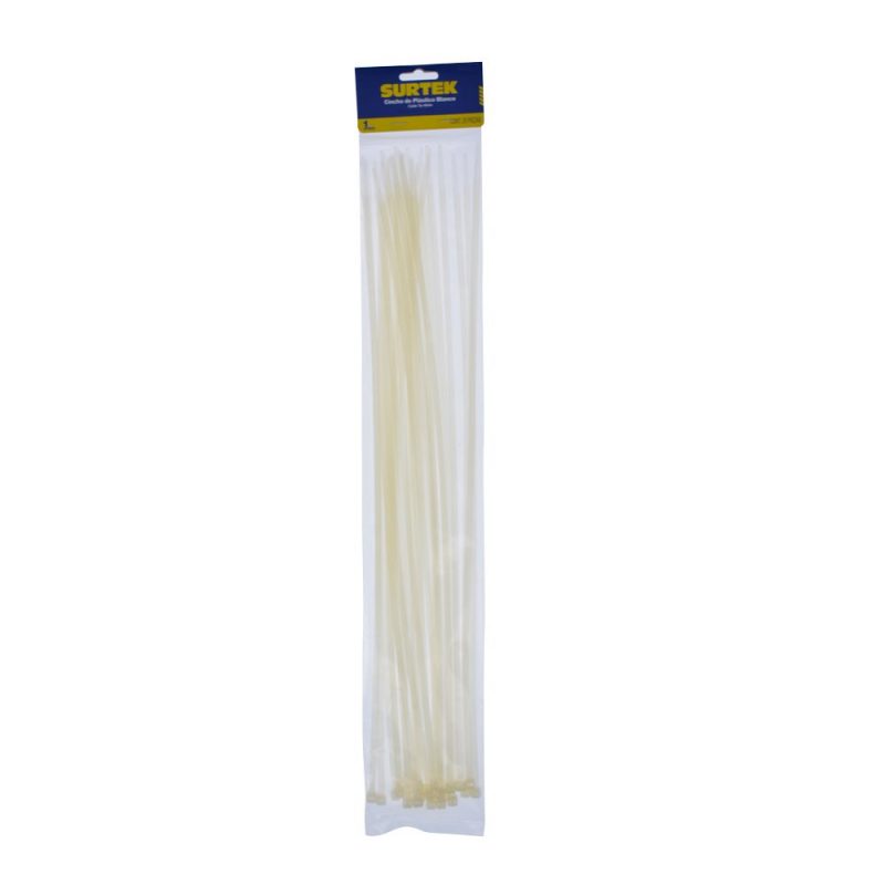 Imagen de CINCHO PLASTICO 500 X 4.8 MM TENSION 27 KG DE 25 PIEZAS COLOR BLANCO SURTEK