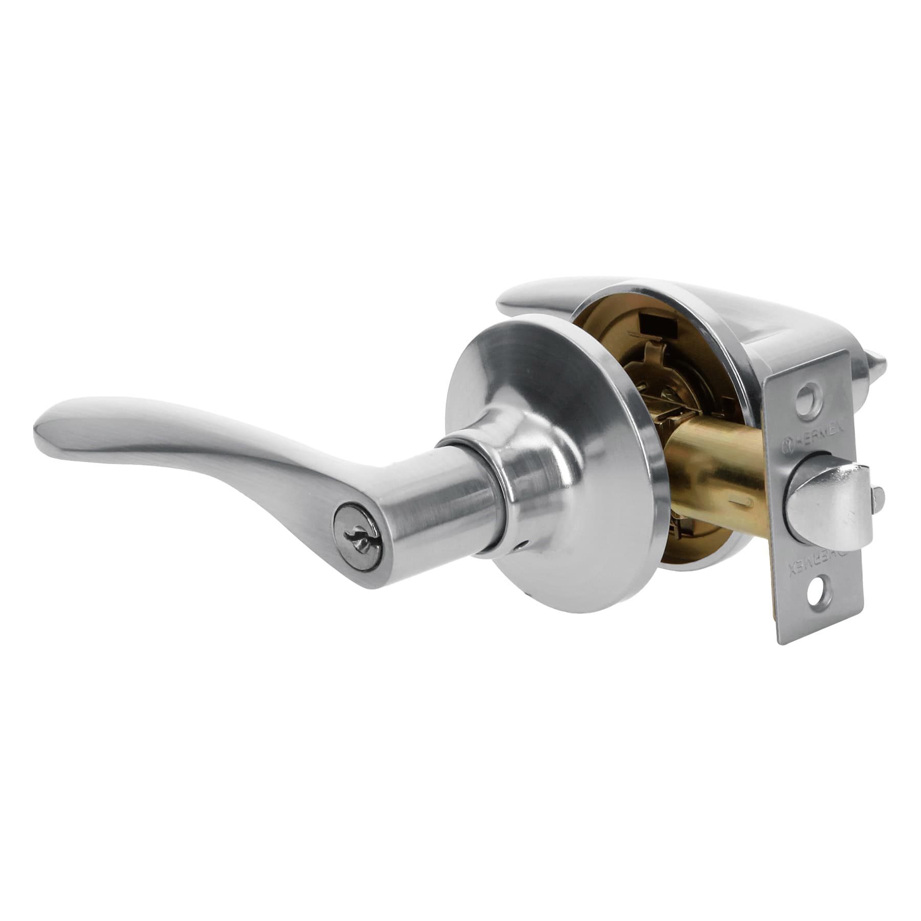 Imagen de CERRADURA DE MANIJA "MILAN" PARA RECAMARA EN CROMO MATE CON CILINDRO METALICO HERMEX