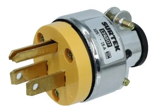 Imagen de CLAVIJA BLINDADA CON ABRAZADERA ATERRIZADA COLOR AMARILLO SURTEK