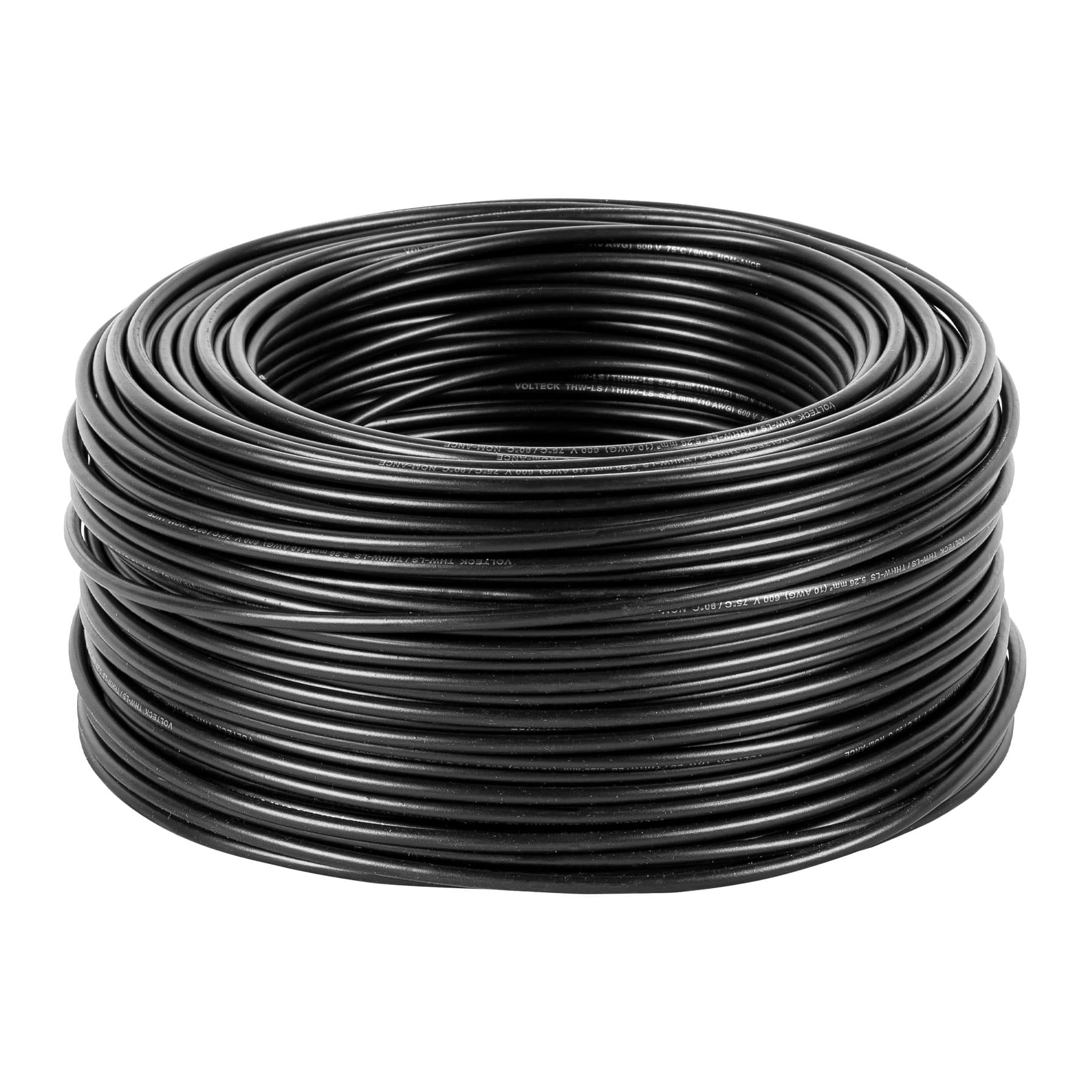 Imagen de ROLLO DE 100 MTS DE CABLE THHW-LS CALIBRE 10 AWG EN NEGRO VOLTECK
