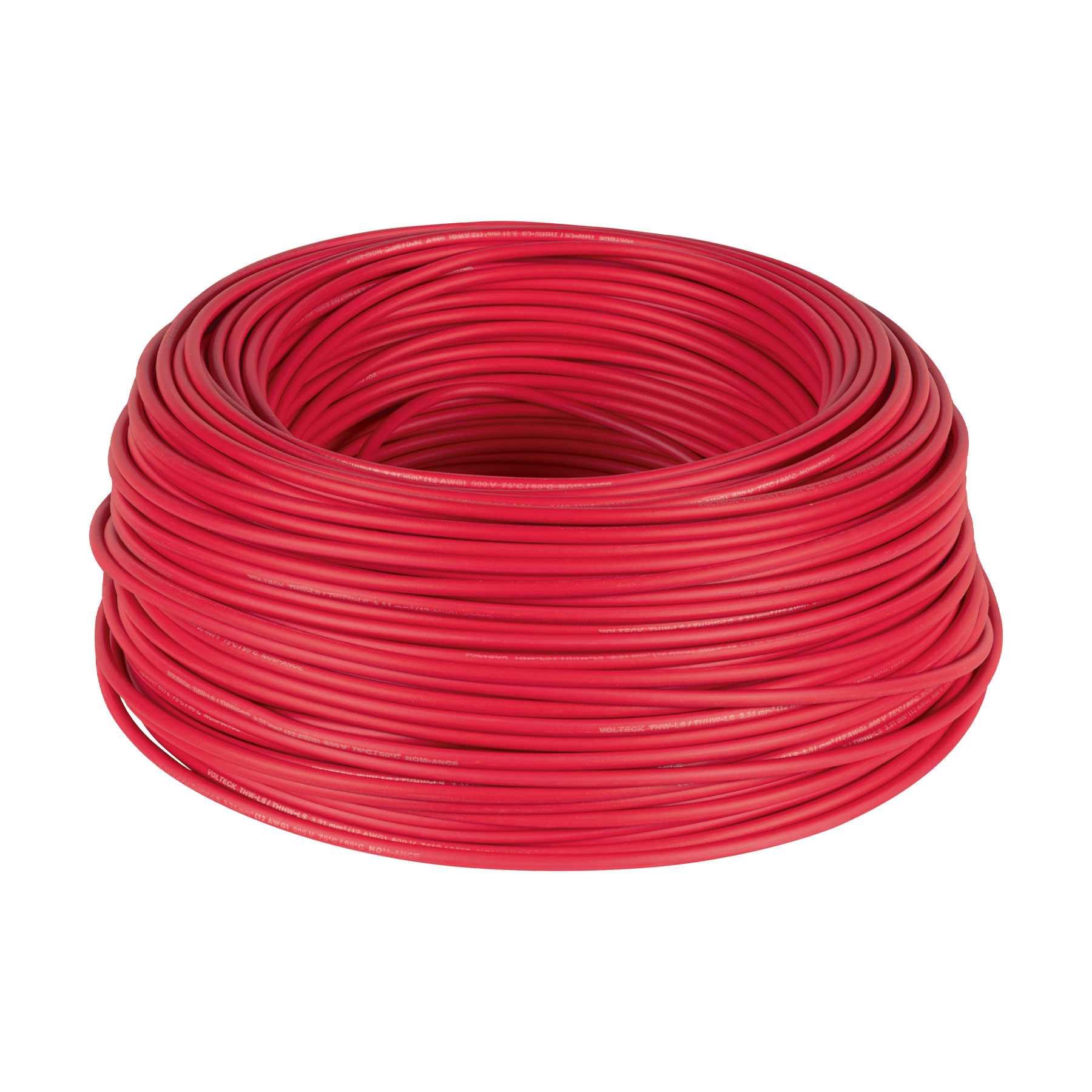 Imagen de ROLLO DE 100 MTS DE CABLE THHW-LS CALIBRE 12 AWG EN ROJO VOLTECK
