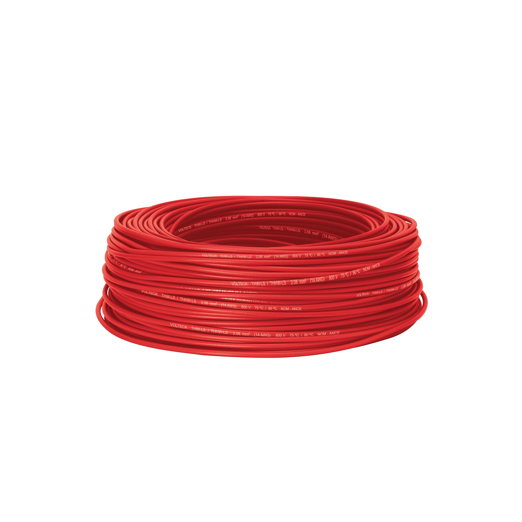 Imagen de ROLLO DE 100 MTS DE CABLE THHW-LS CALIBRE 14 AWG EN ROJO VOLTECK