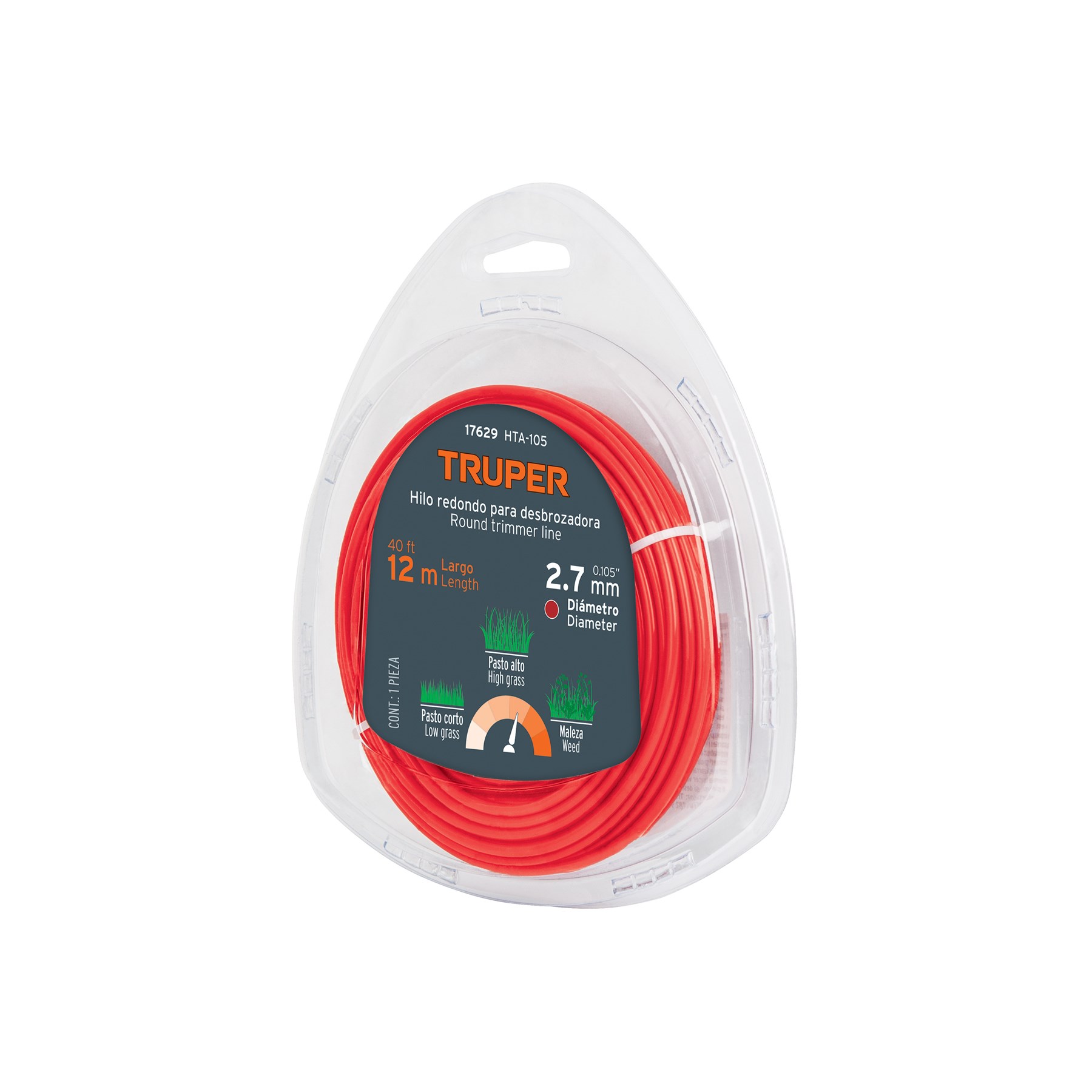 Imagen de HILO REDONDO PARA DESBROZADORA DE 2.7 MM X 12 MTS EN BLISTER TRUPER