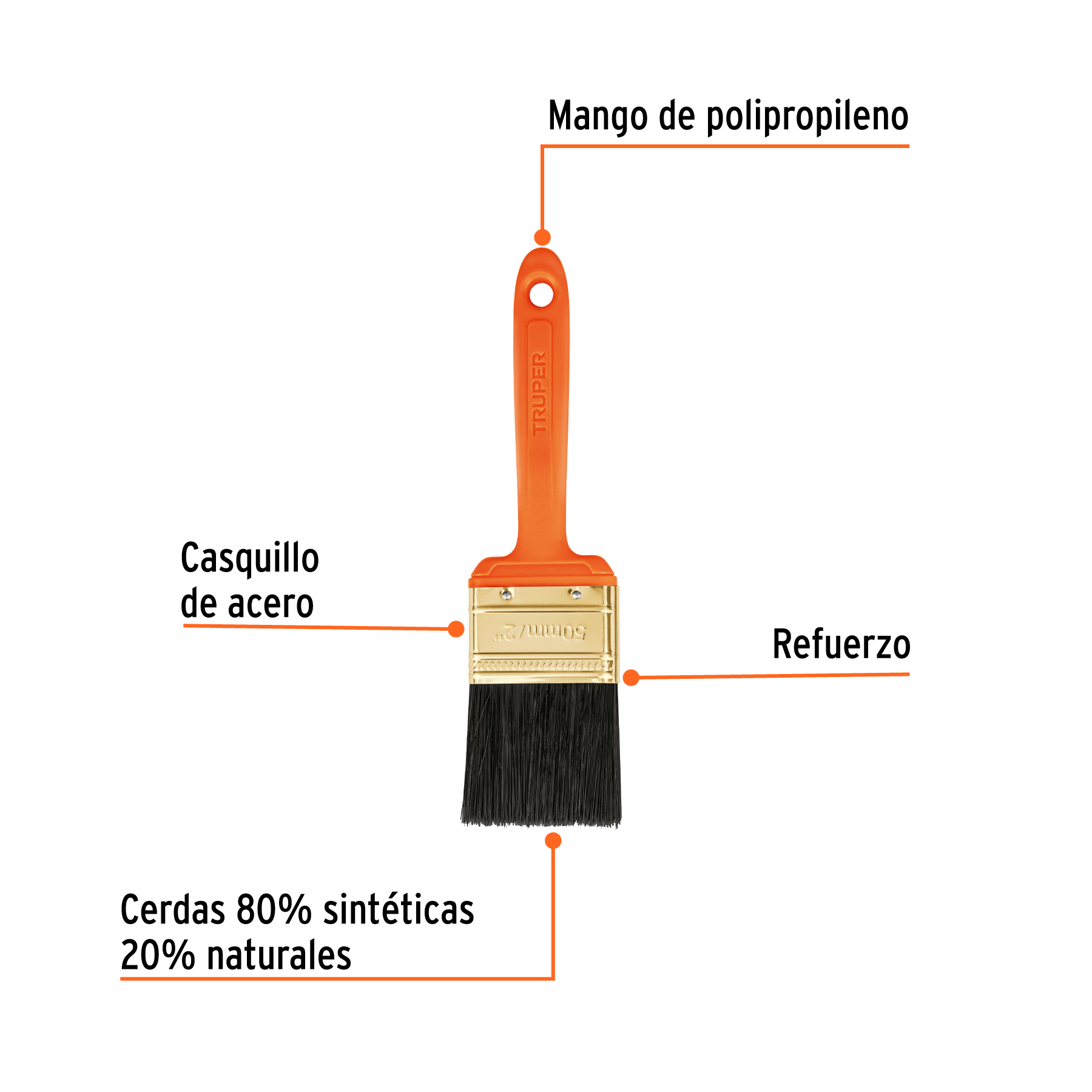 Imagen de BROCHA PROFESIONAL DE 2" CON MANGO DE PLASTICO TRUPER