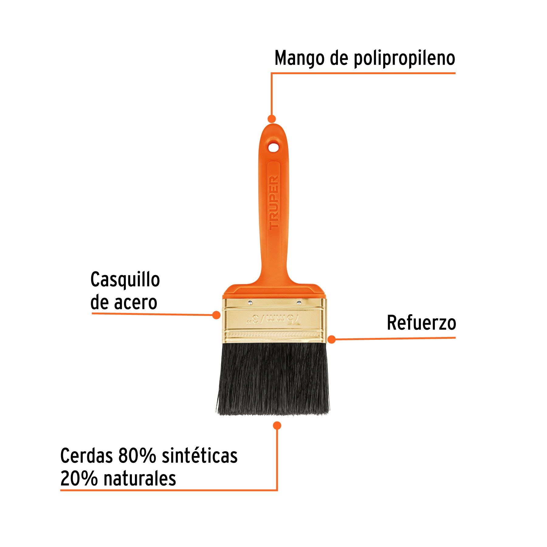 Imagen de BROCHA PROFESIONAL DE 3" CON MANGO DE PLASTICO TRUPER