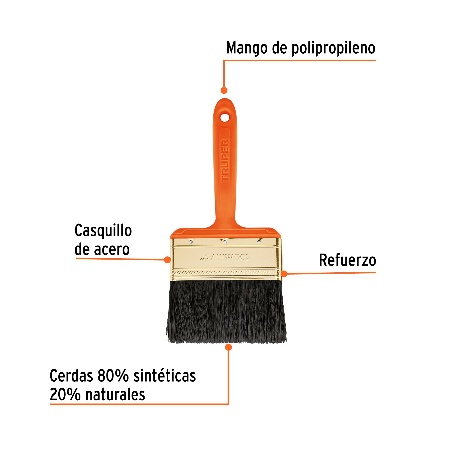 Imagen de BROCHA PROFESIONAL DE 4" CON MANGO DE PLASTICO TRUPER