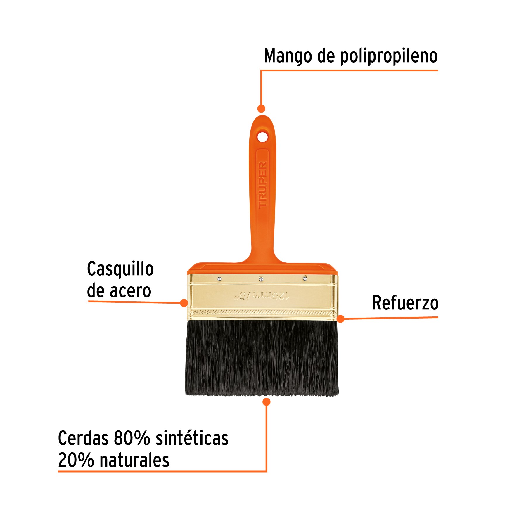 Imagen de BROCHA PROFESIONAL DE 5" CON MANGO DE PLASTICO TRUPER