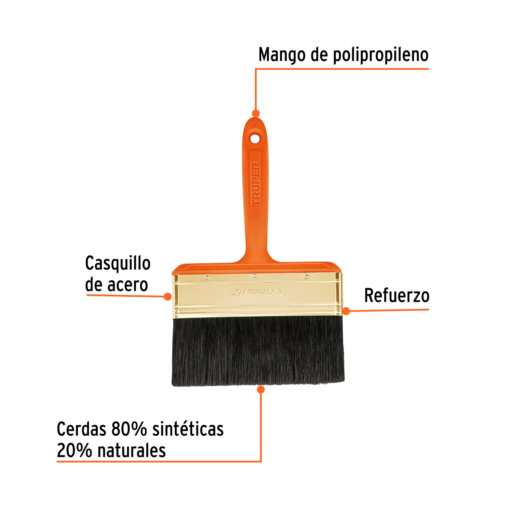 Imagen de BROCHA PROFESIONAL DE 6" CON MANGO DE PLASTICO TRUPER