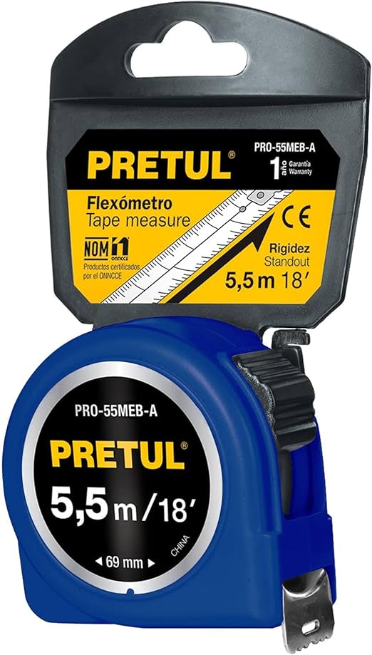 Imagen de FLEXOMETRO AZUL DE 5.50 MTS CON CINTA DE 25 MILIMETROS PRETUL