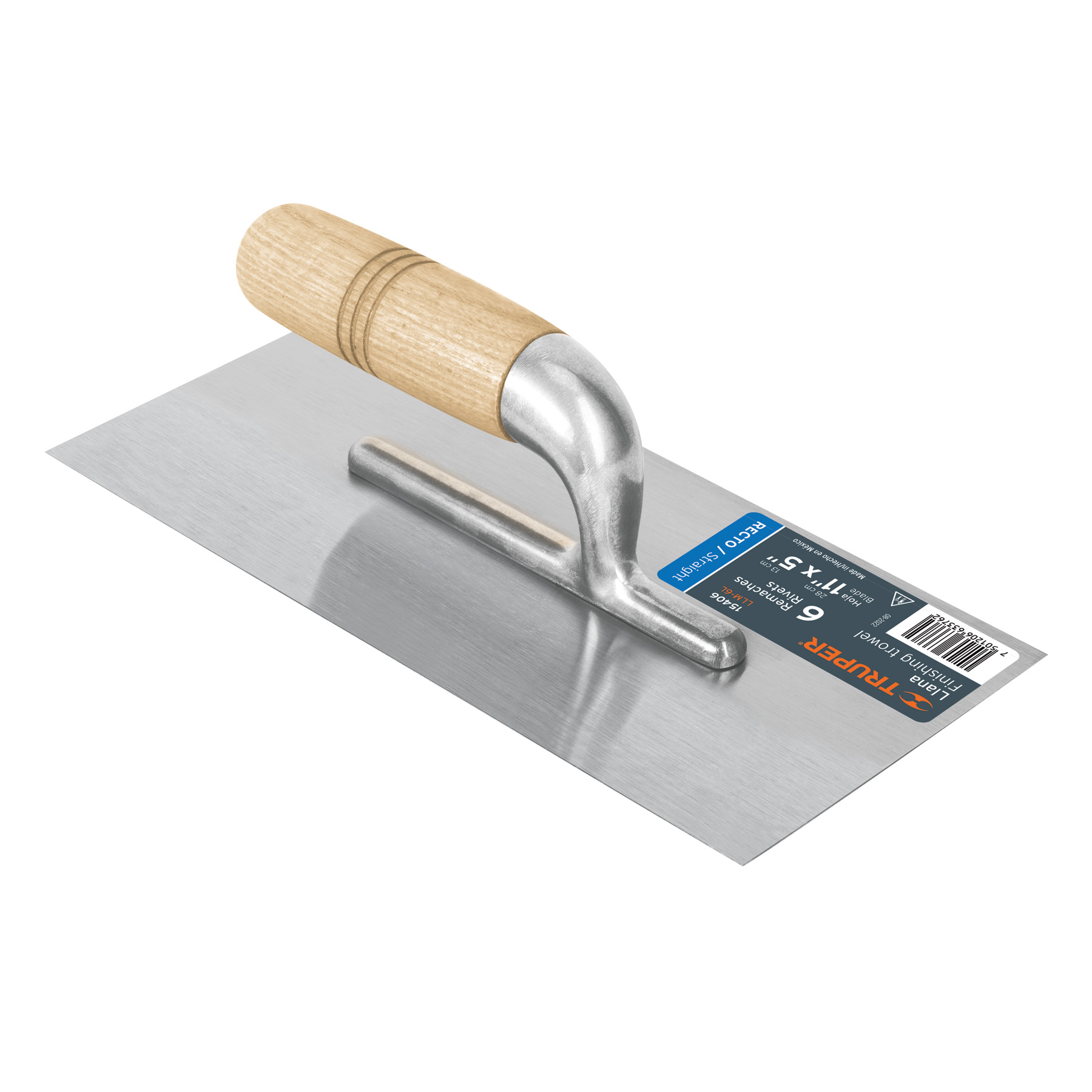 Imagen de LLANA DE 11" DE CANTO RECTO CON 6 REMACHES Y MANGO DE MADERA TRUPER