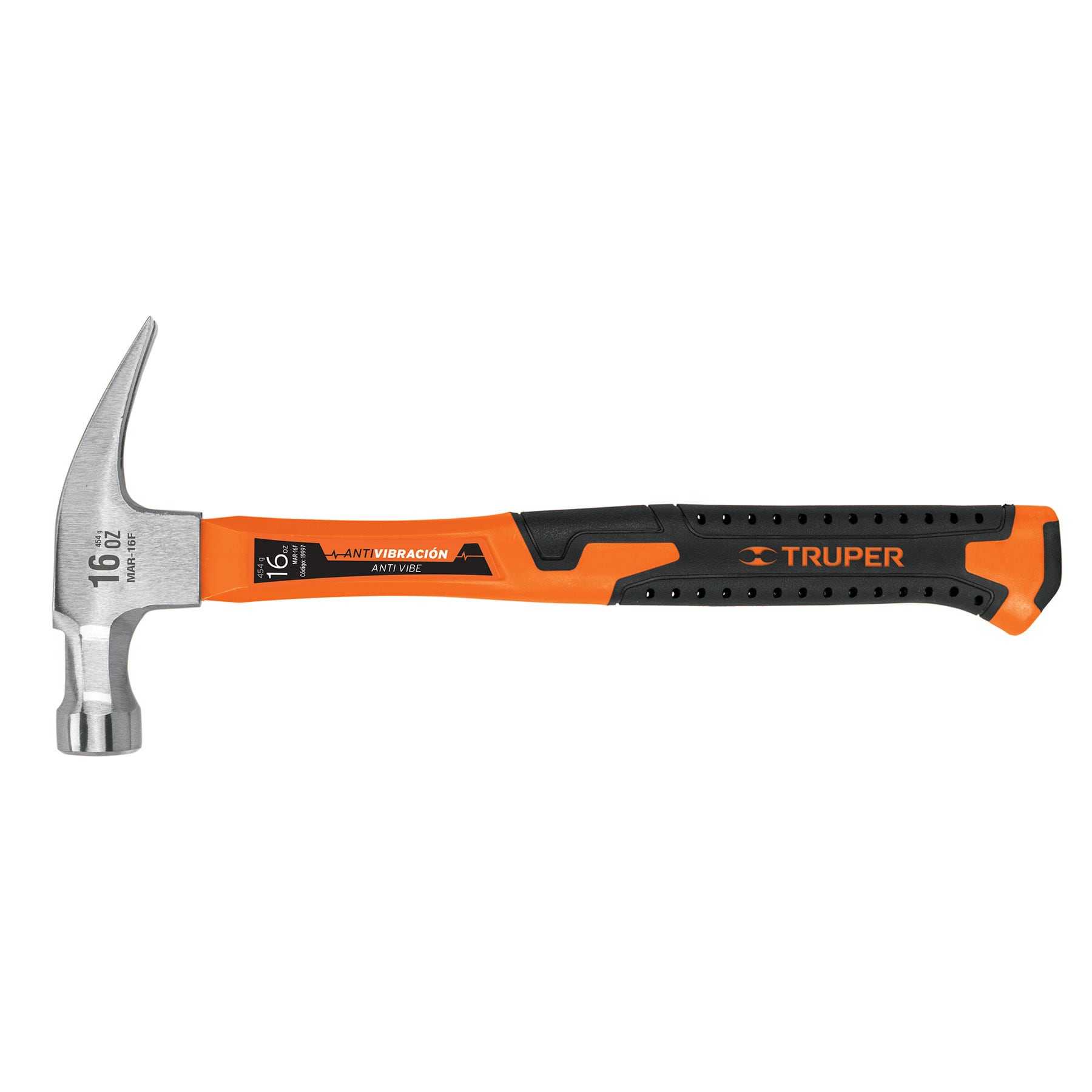 Imagen de MARTILLO DE 16 ONZAS CON UÑA RECTA Y MANGO DE FIBRA DE VIDRIO TRUPER