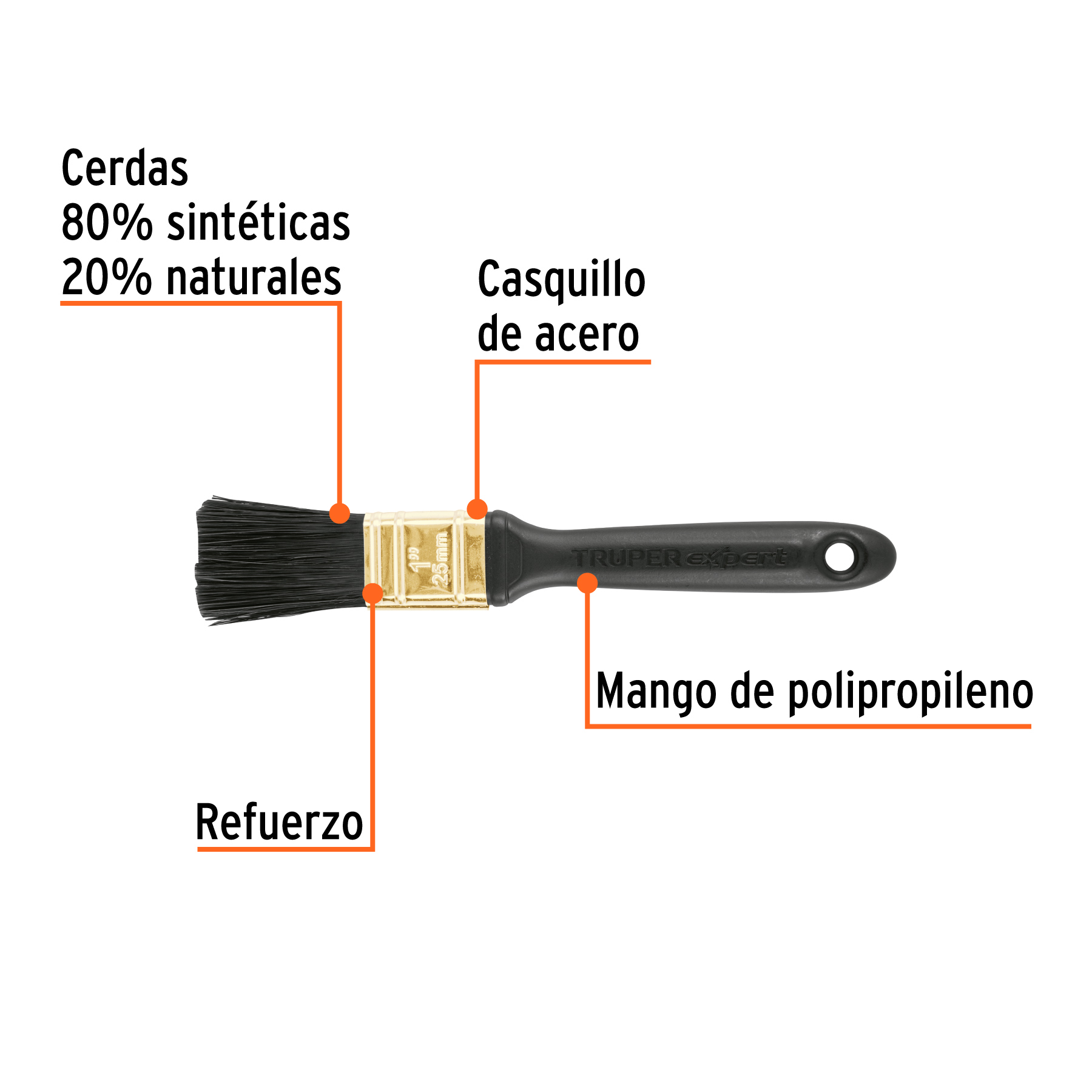 Imagen de BROCHA PROFESIONAL DE 1" CON MANGO DE PLASTICO EXPERT TRUPER