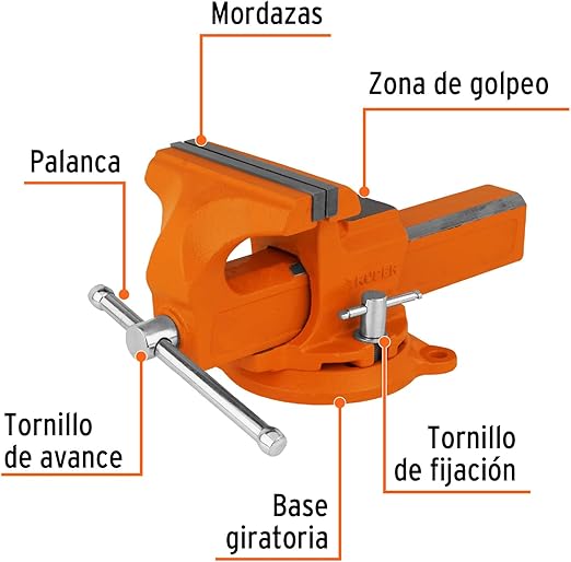 Imagen de TORNILLO DE BANCO DE 6" TIPO EUROPEO DE HIERRO NODULAR TRUPER