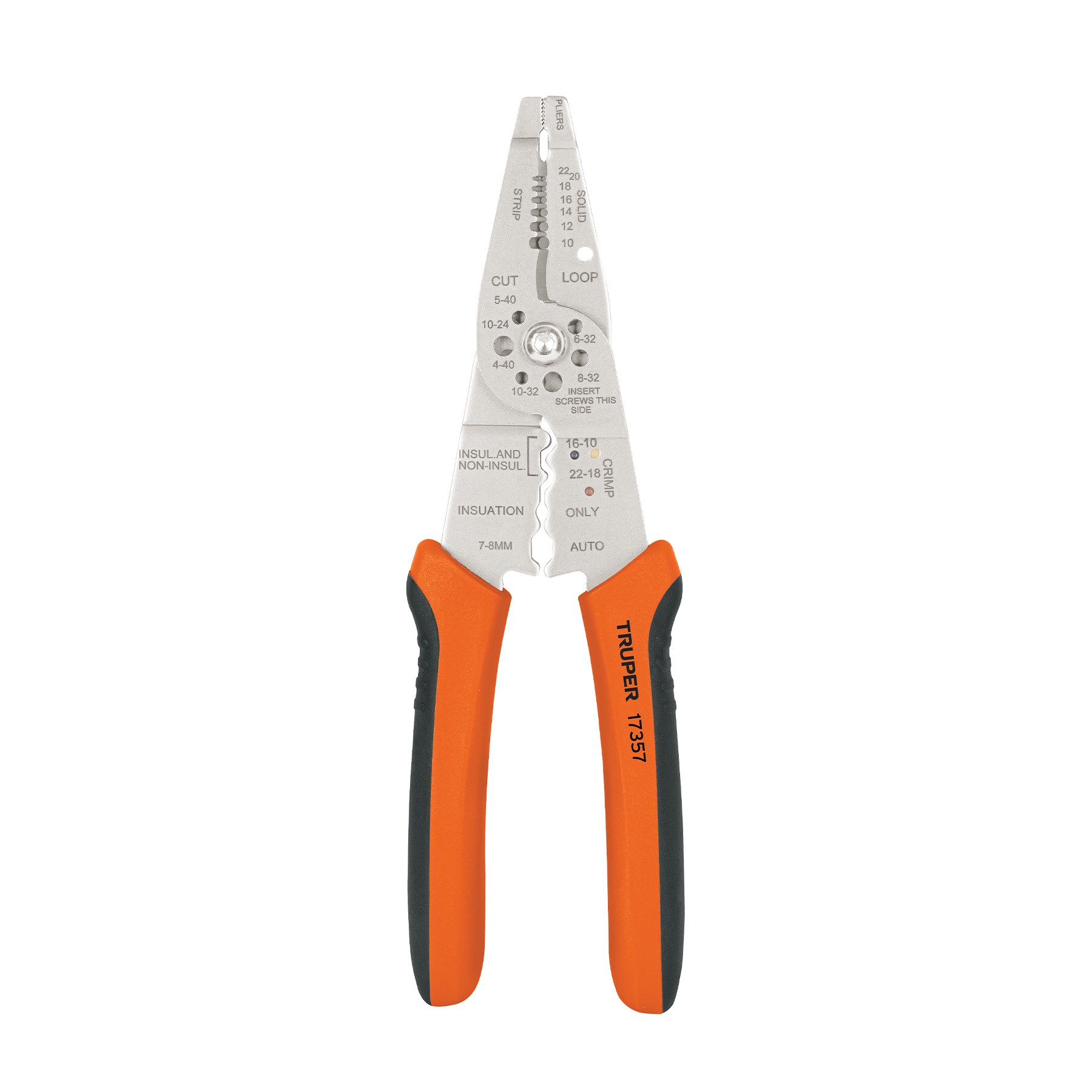 Imagen de PINZA DE 8" PELA CABLES DE CALIBRES 24 A 12 AWG TRUPER