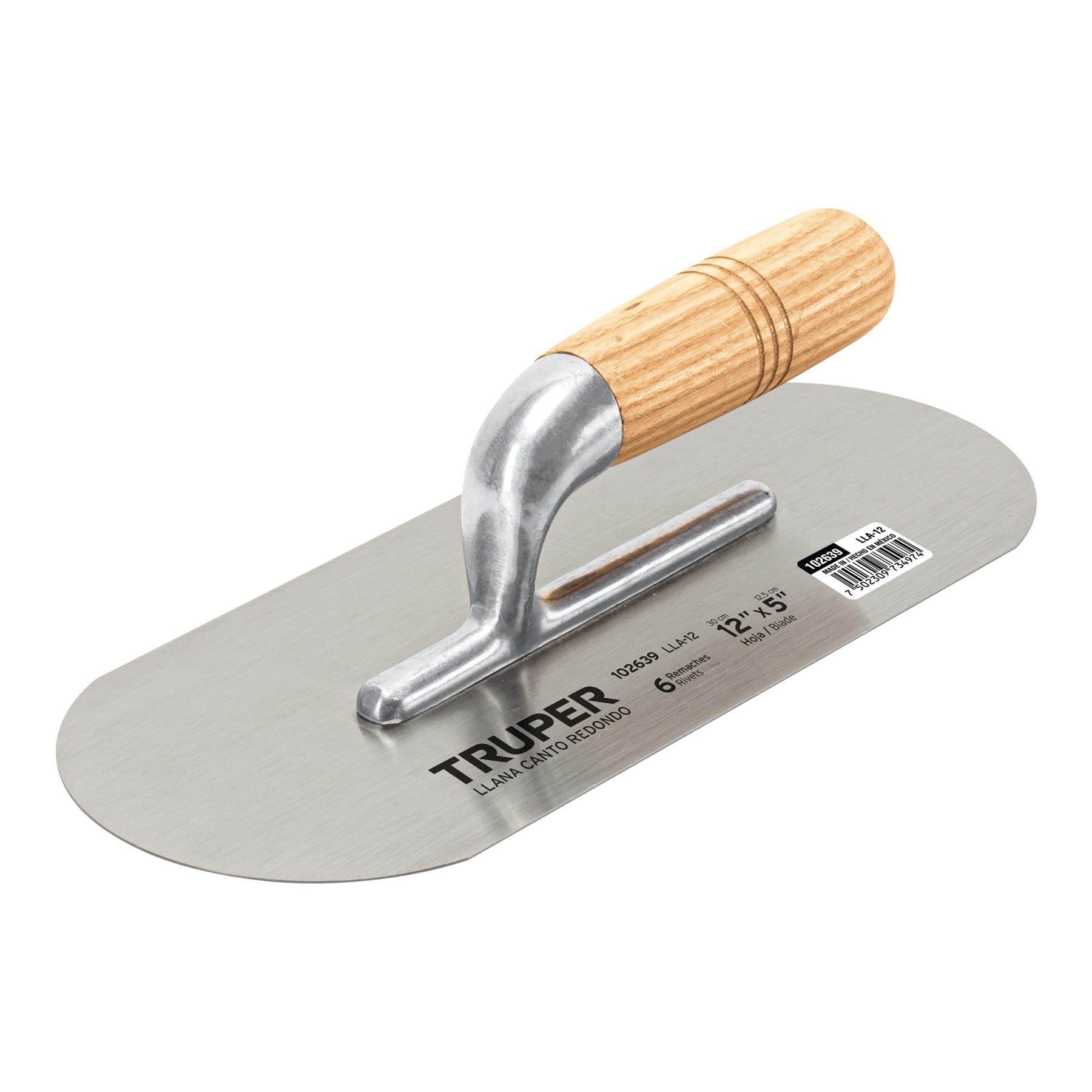 Imagen de LLANA DE CANTO REDONDO DE 12" X 5" CON MANGO DE MADERA TRUPER